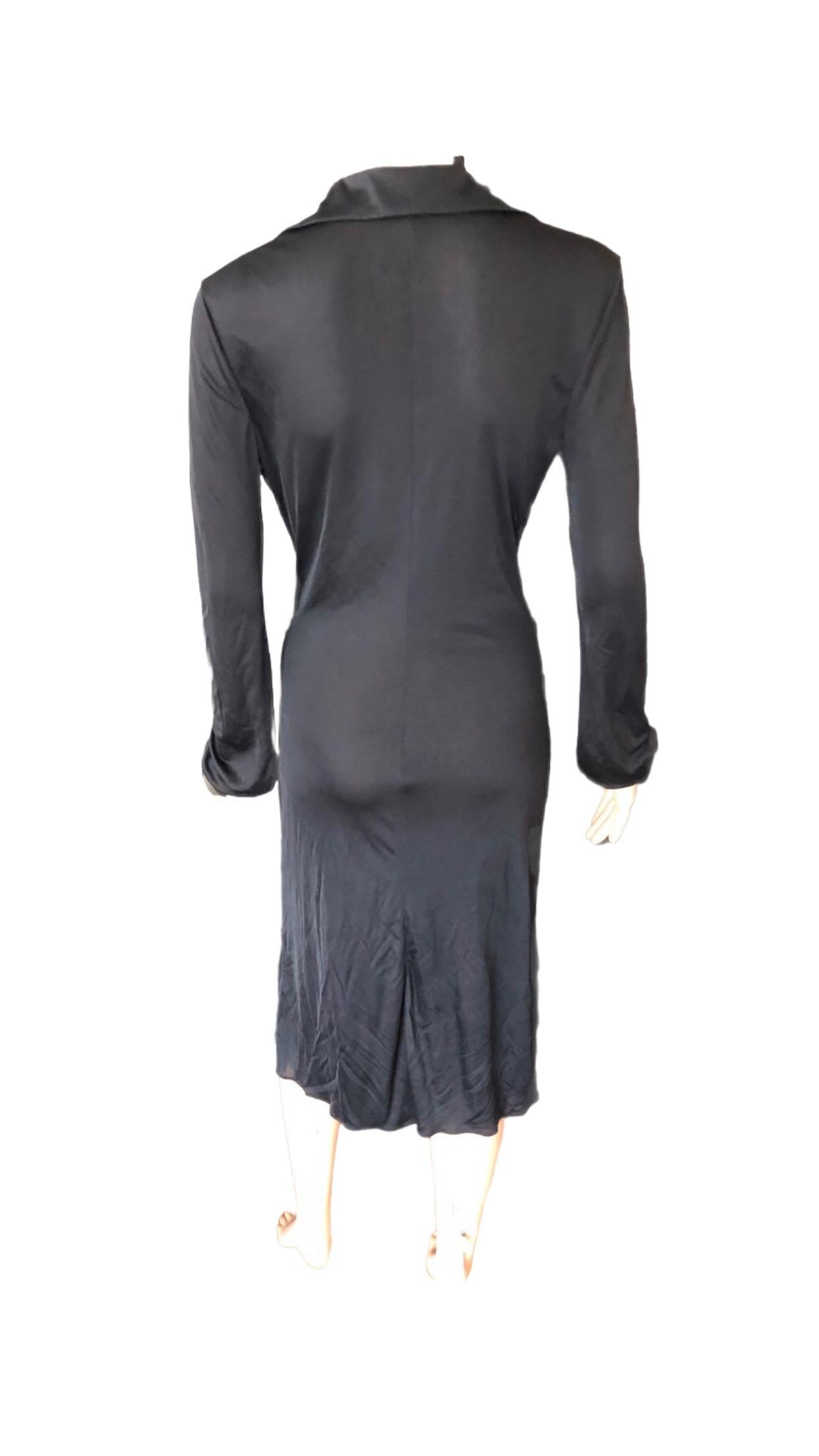 Gianni Versace S/S 2000 Runway Vintage Plunging Neckline Black Dress  For Sale 7