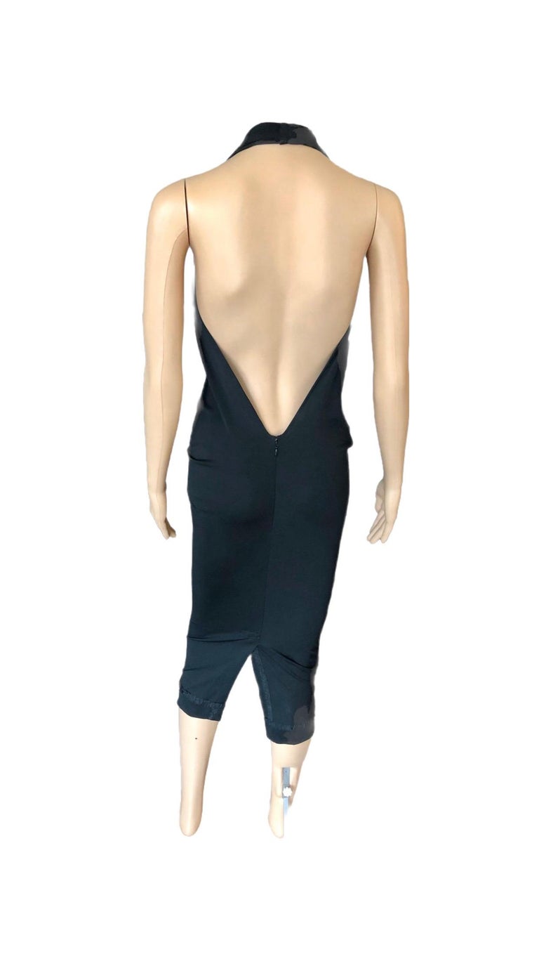 Jean Paul Gaultier Plunging Neckline Draped Halter Open Back Black Dress at  1stDibs | plunge halter dress, plunging neckline halter dress, plunge halter  neck dress