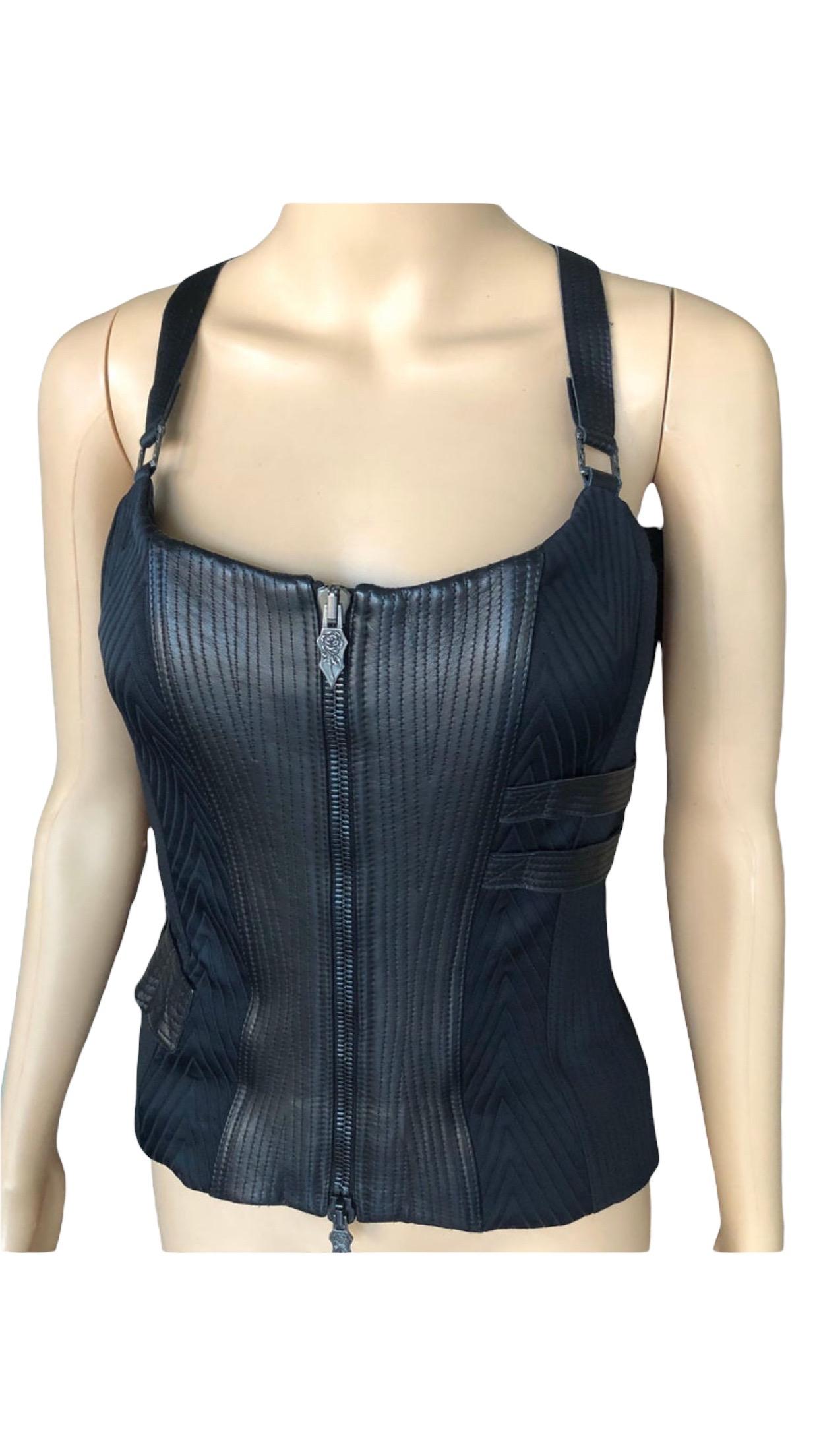 Versace F/W 2003 Runway Leather Bondage Black Corset Top  For Sale 6