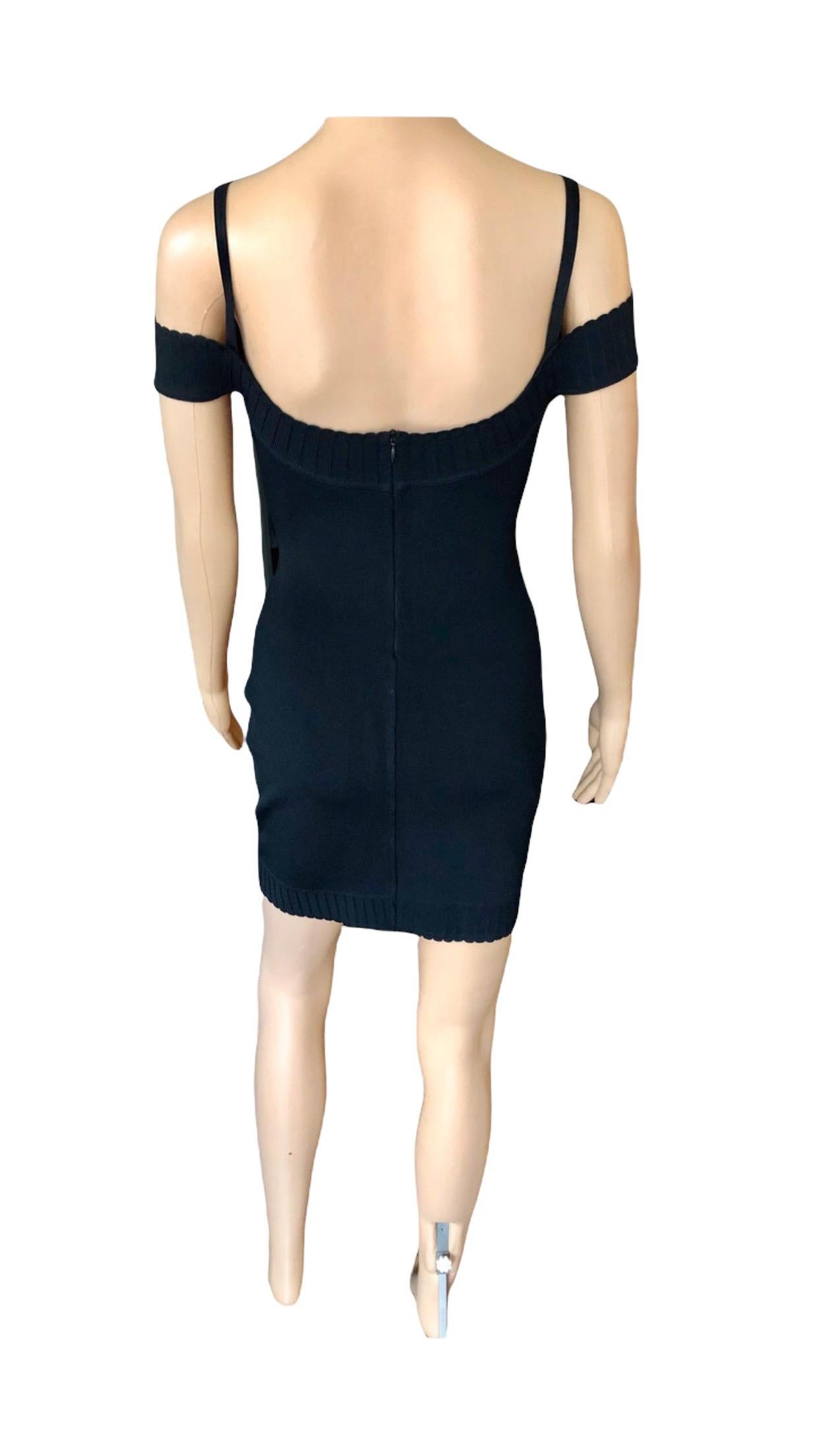 Azzedine Alaia S/S 1992 Vintage Off Shoulder Bodycon Black Dress For Sale 4