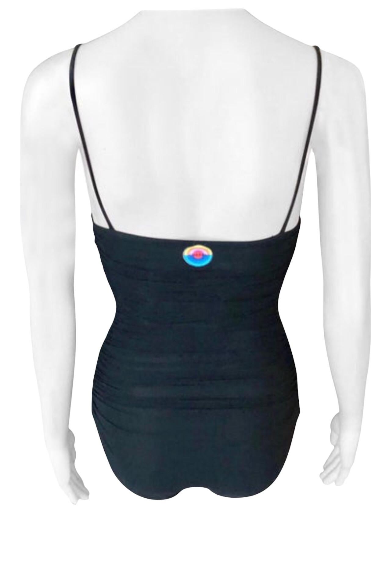 Body en maille semi-transparente noire Chanel S/S 2001 en vente 7