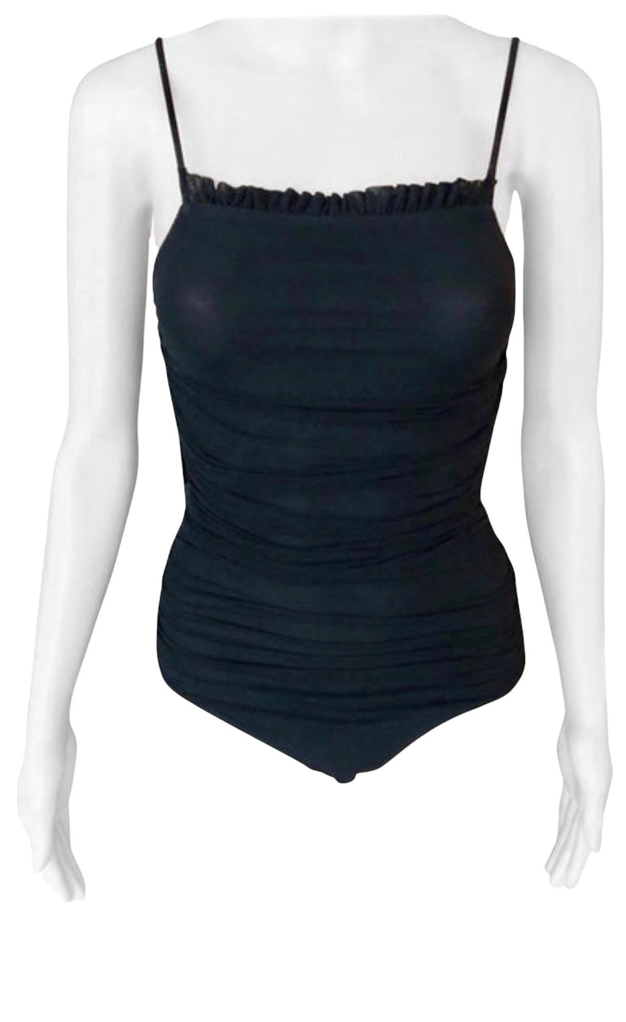 Body en maille semi-transparente noire Chanel S/S 2001 en vente 6