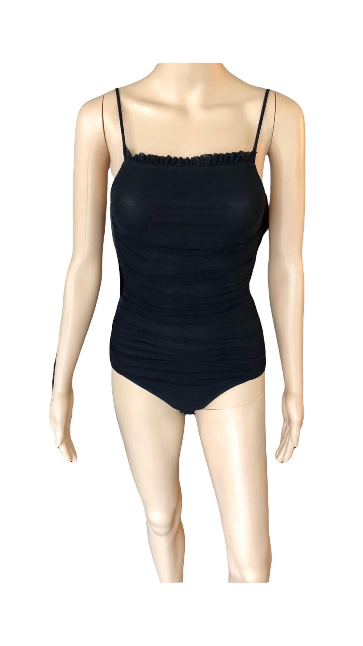 Chanel S/S 2001 Halbdurchsichtiger schwarzer Bodysuit aus Mesh im Angebot 8