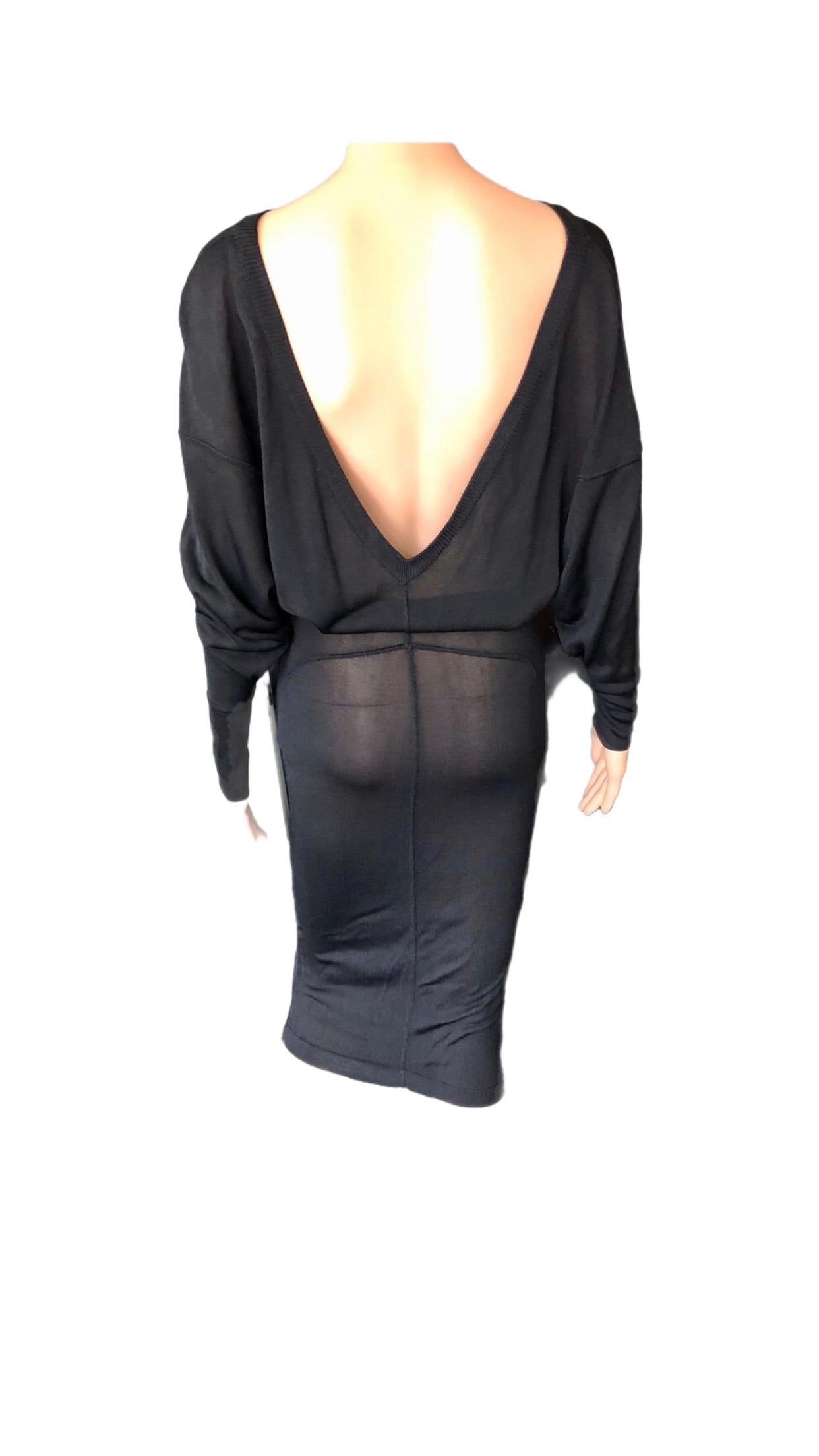 Azzedine Alaia Vestido Negro Vintage de 1990 con Espalda Abierta Semi Transparente en venta 5