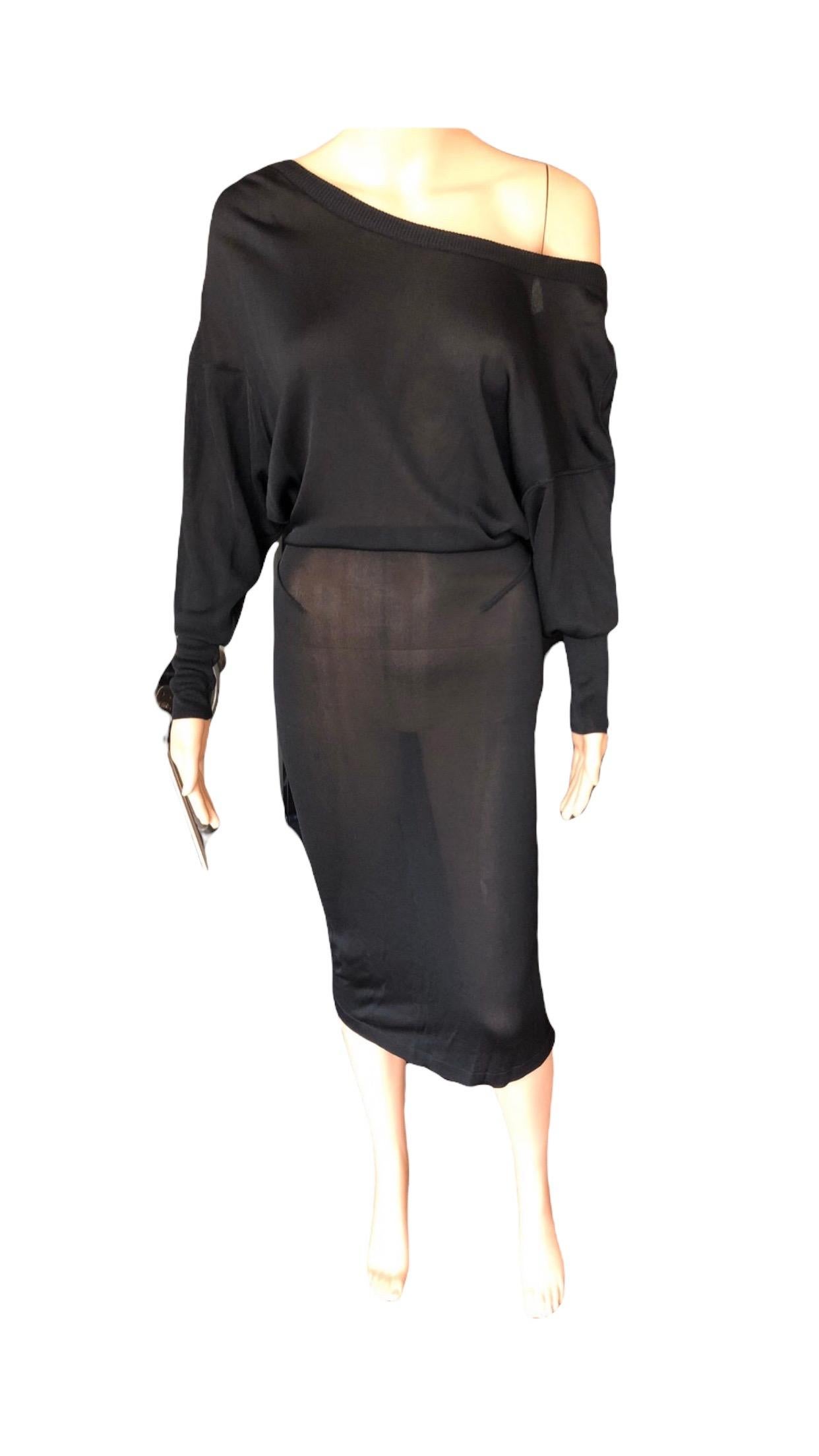 Azzedine Alaia 1990's Vintage Semi-Sheer Open Back Black Dress For Sale 1