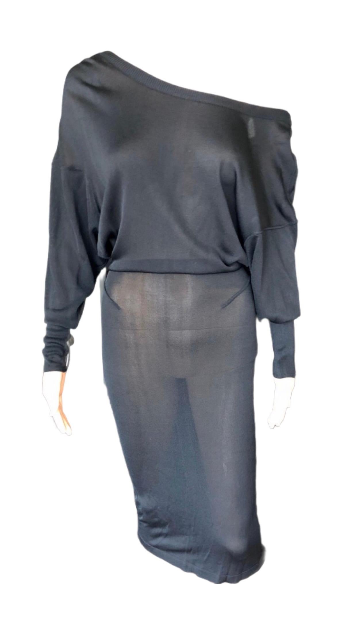 Azzedine Alaia Vestido Negro Vintage de 1990 con Espalda Abierta Semi Transparente en venta 7