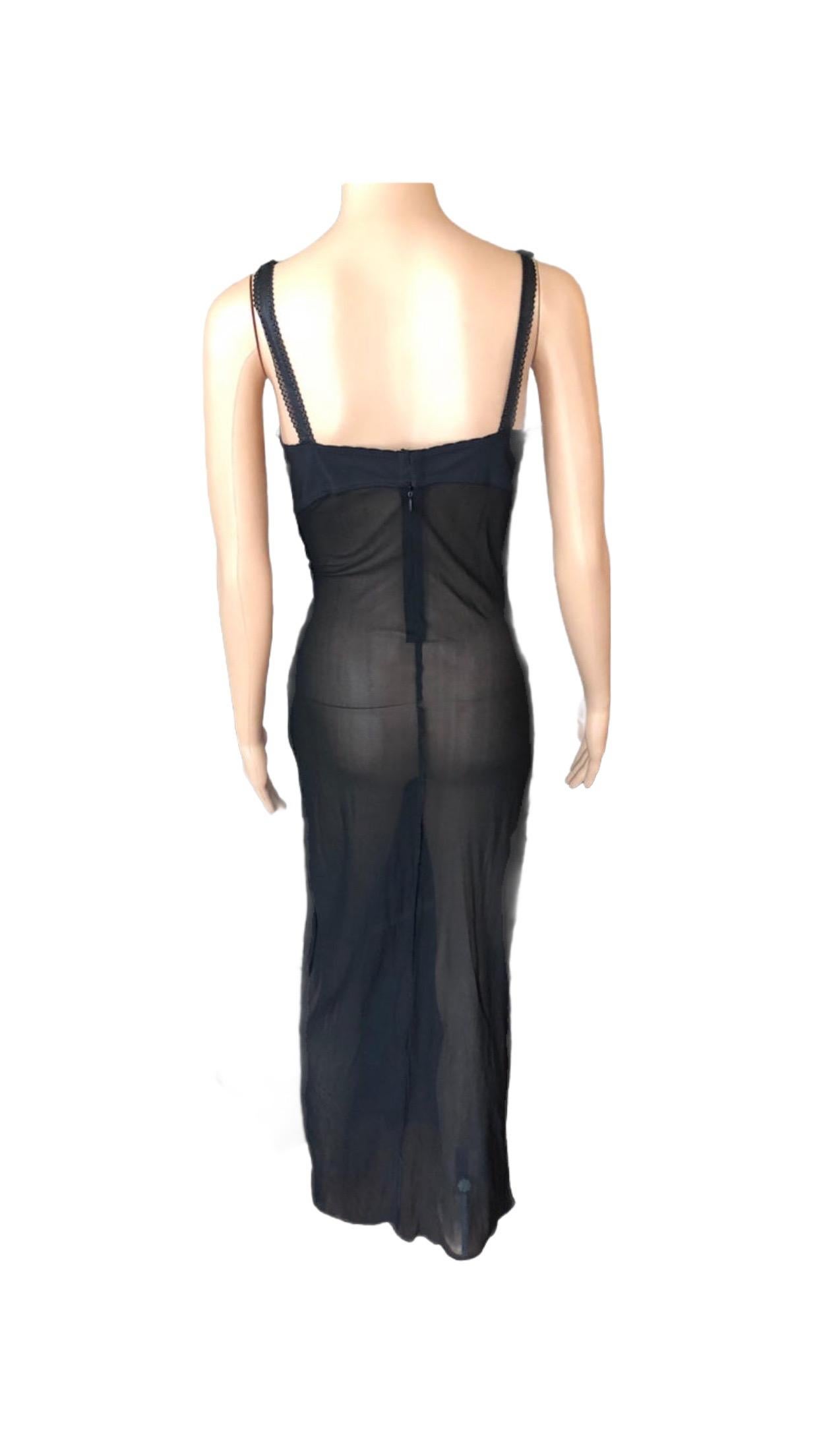 Dolce & Gabbana 1996 Vintage Black Sheer Mesh 2 Piece Set Maxi Dress 6