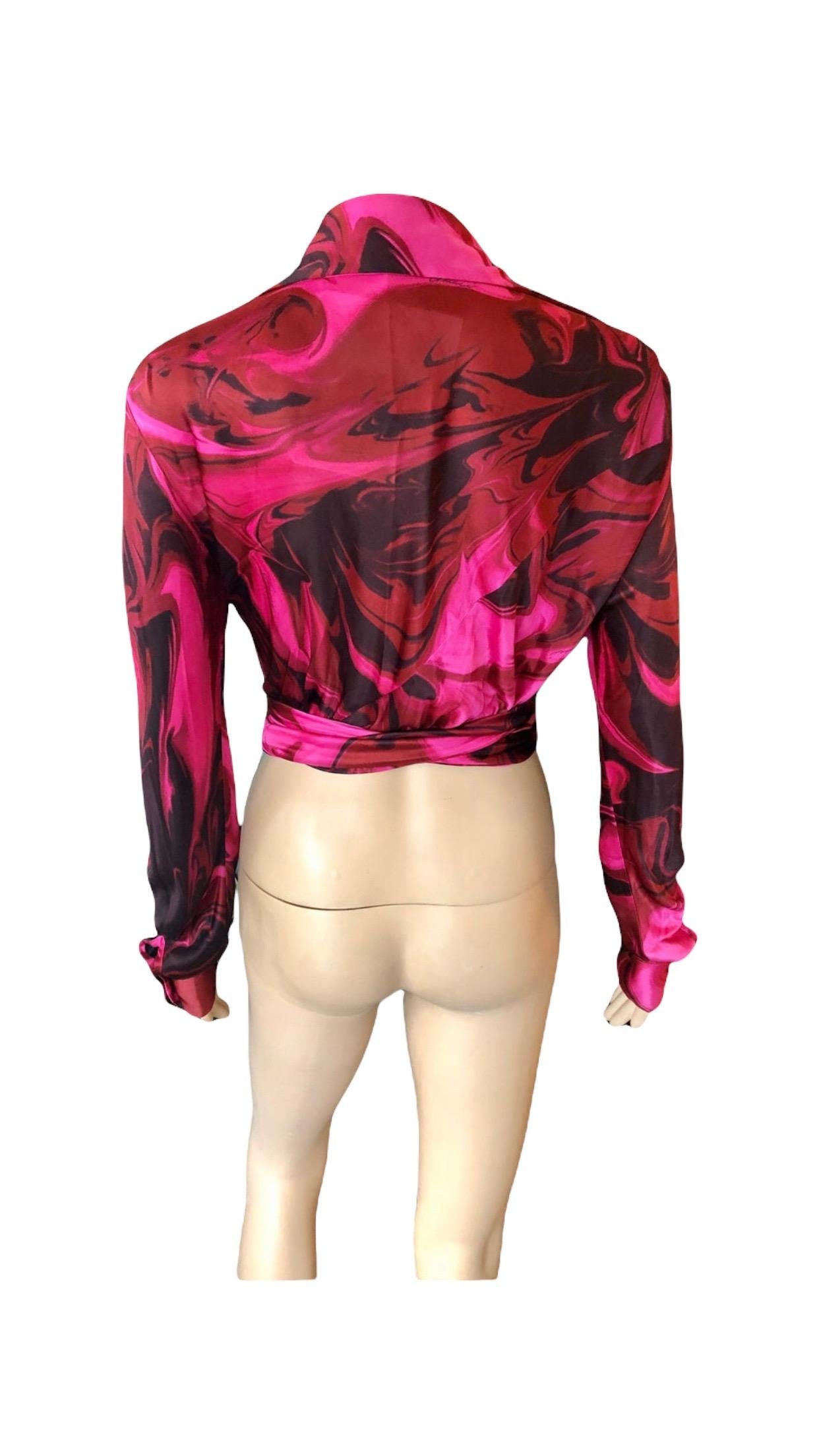 Tom Ford for Gucci S/S 2001 Plunging Neckline Wrap Crop Top Blouse  For Sale 4