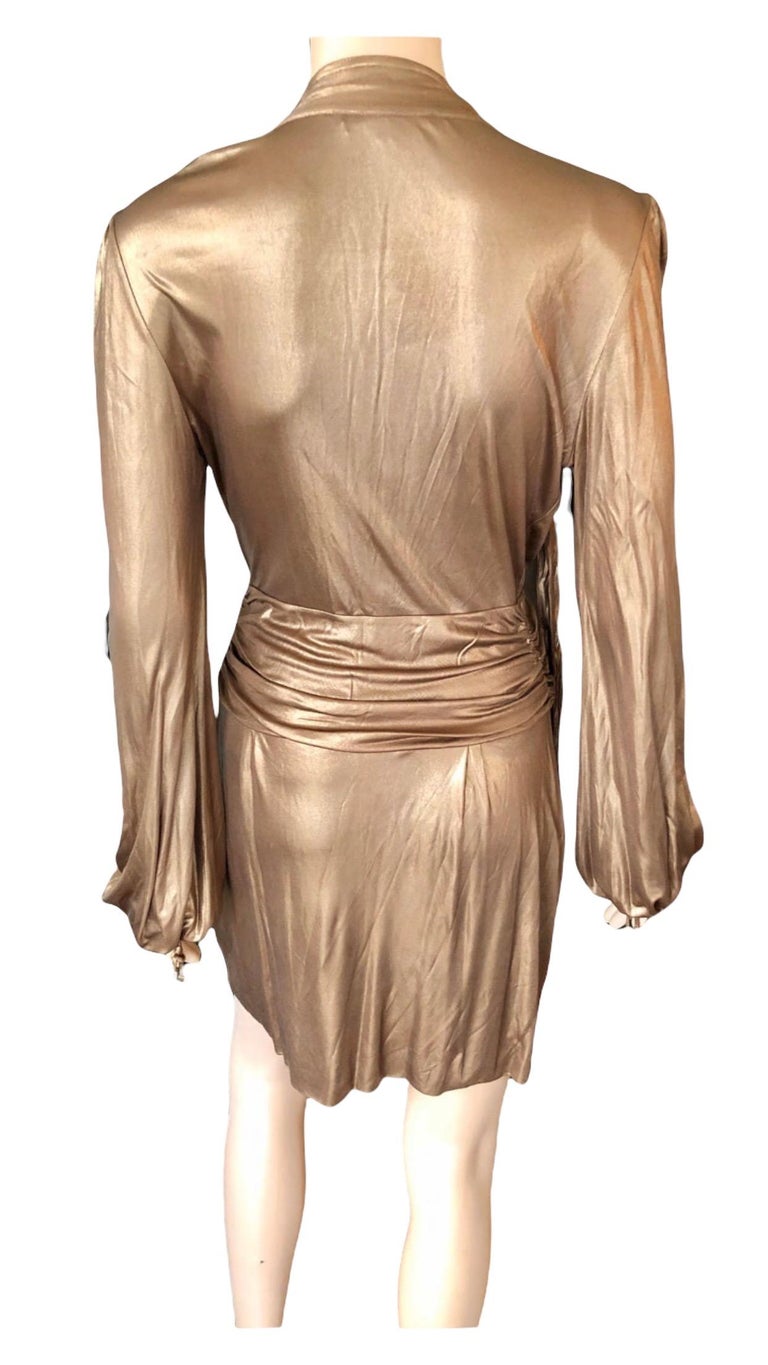 green emerald velvet dress Vintage Gucci Tom Ford A/W 2000 Runway Gold Dionysus Plunge Dress – Recess main image 1