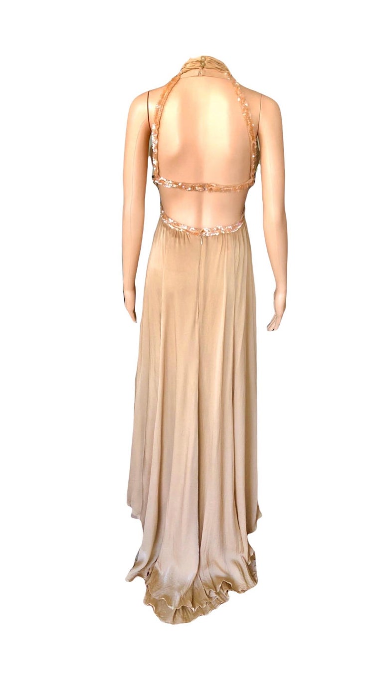 Chanel S/S 2003 Embellished Cut-Out Plunging Open Back Evening Dress Gown