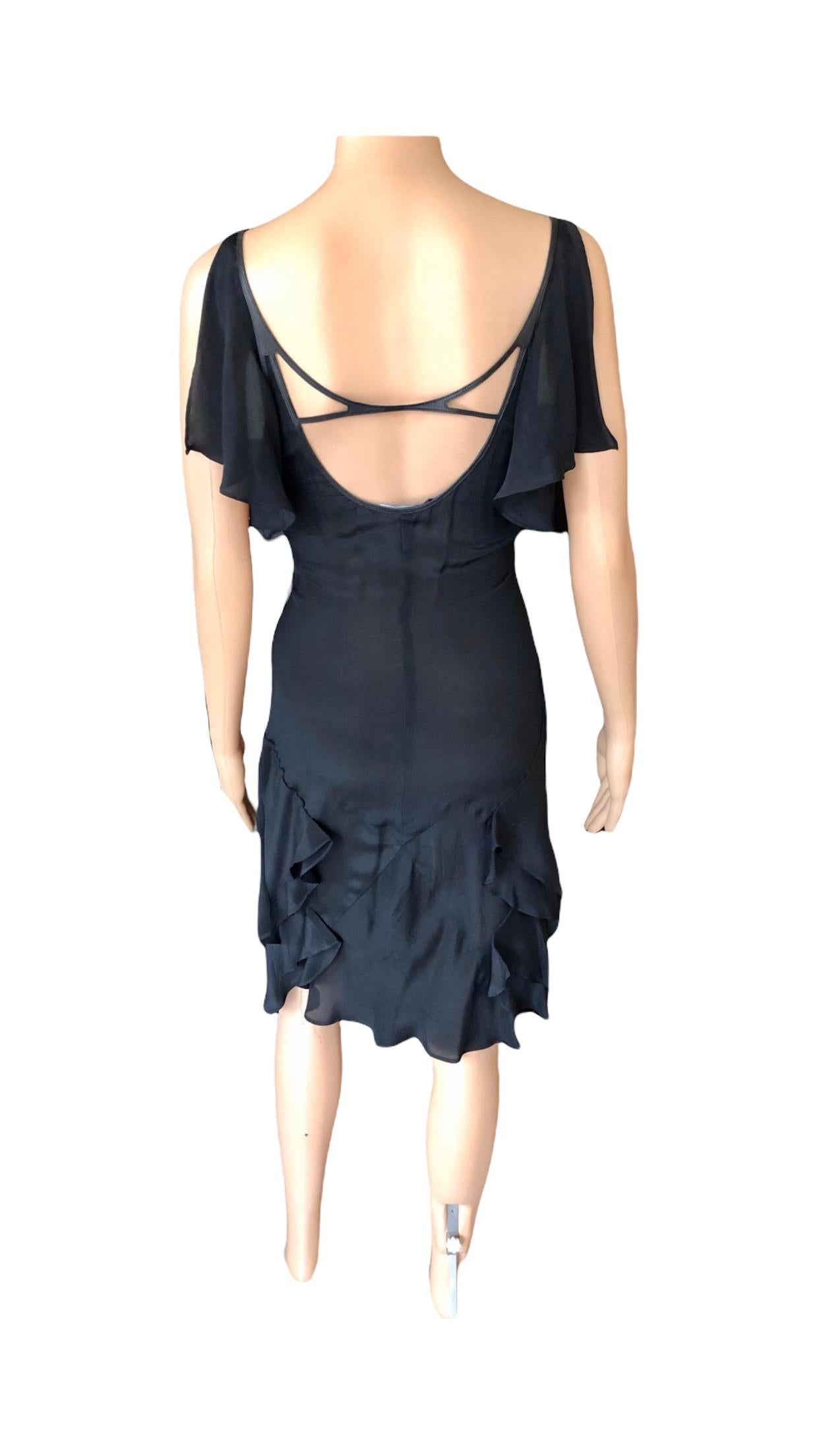 Gucci by Tom Ford S/S 2004 Cutout Plunged Neckline Black Dress For Sale 3