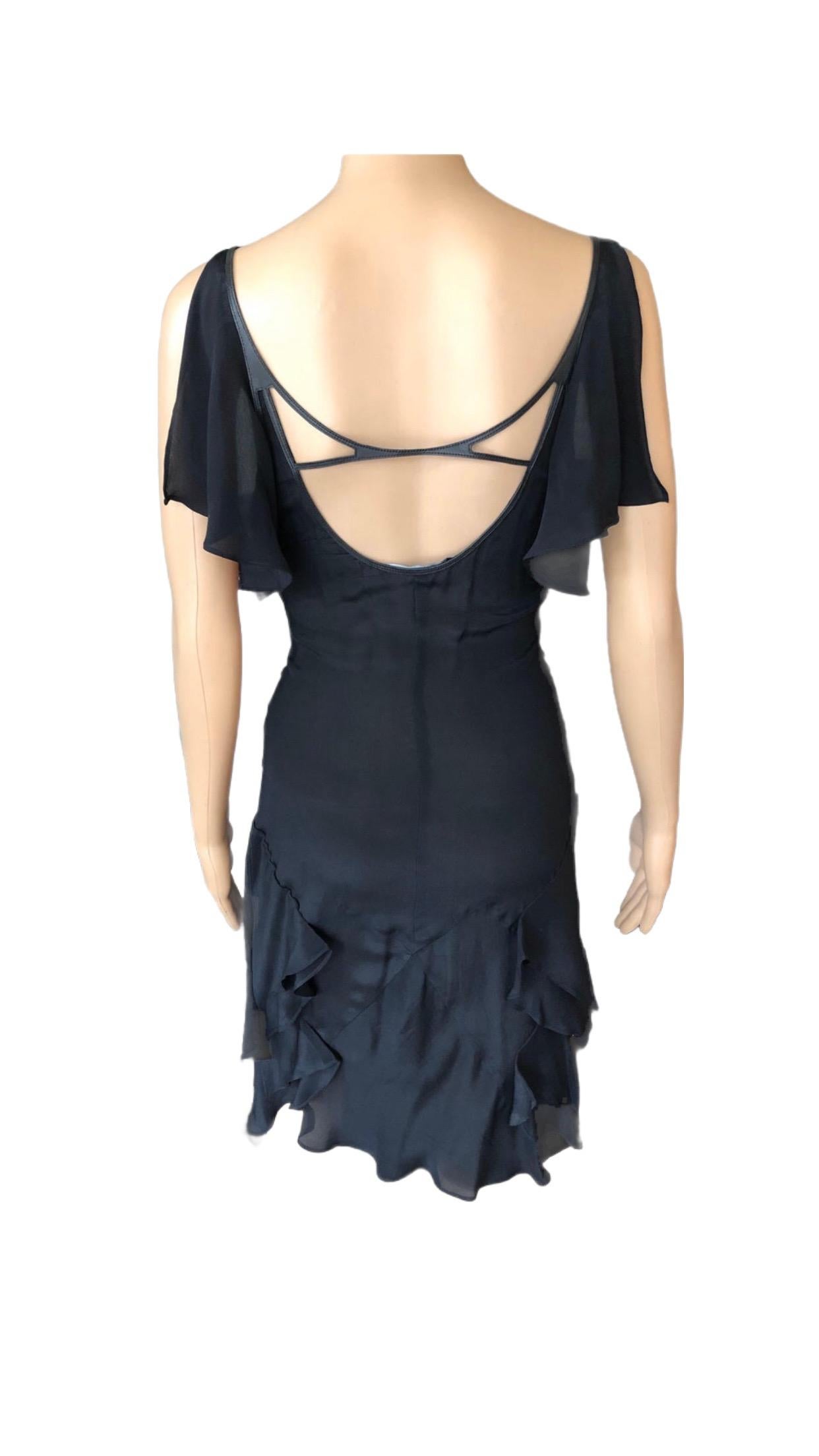 Gucci by Tom Ford S/S 2004 Cutout Plunged Neckline Black Dress For Sale 7