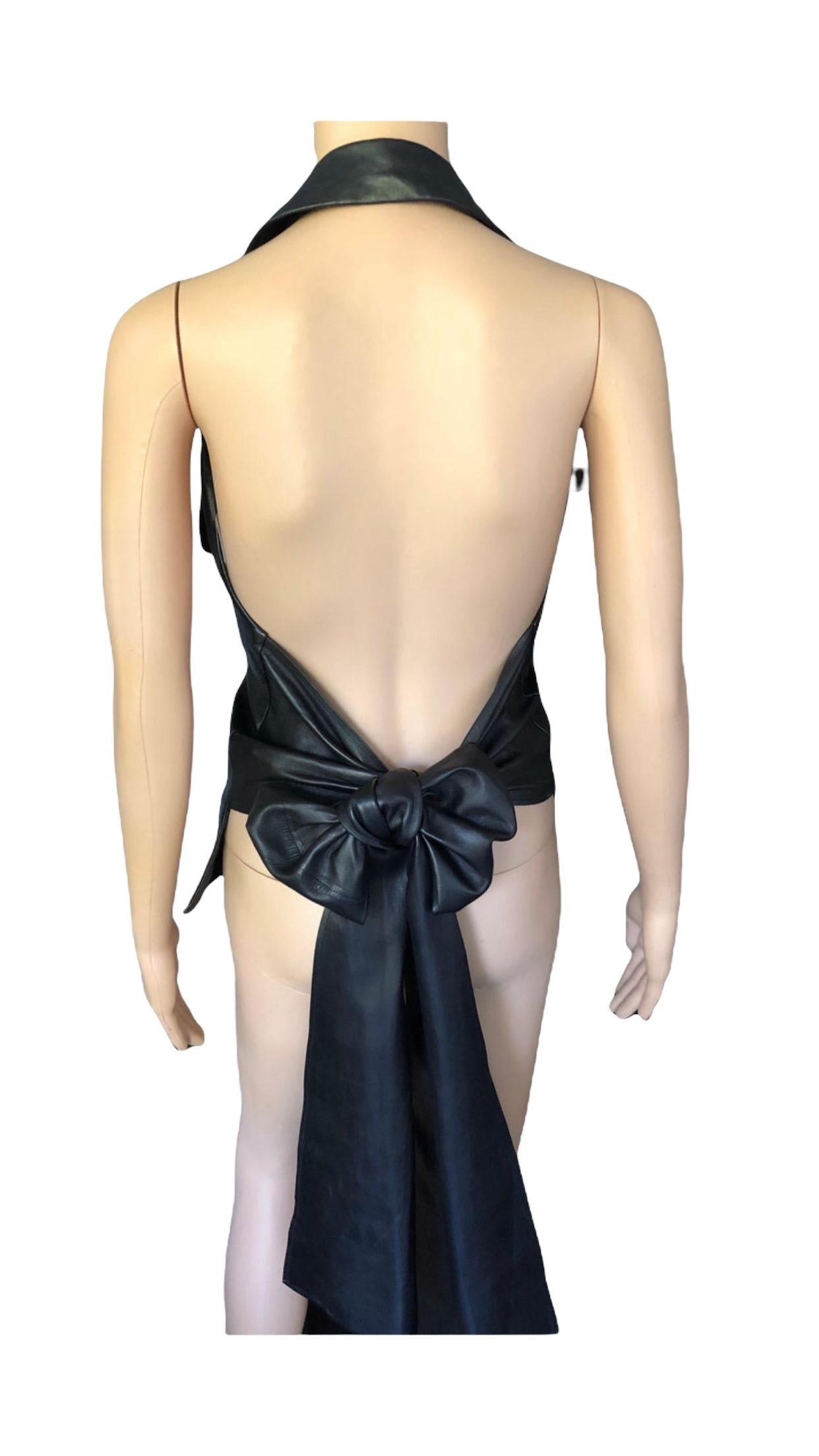 Yves Saint Laurent YSL Leather Halter Backless Vest Top 1