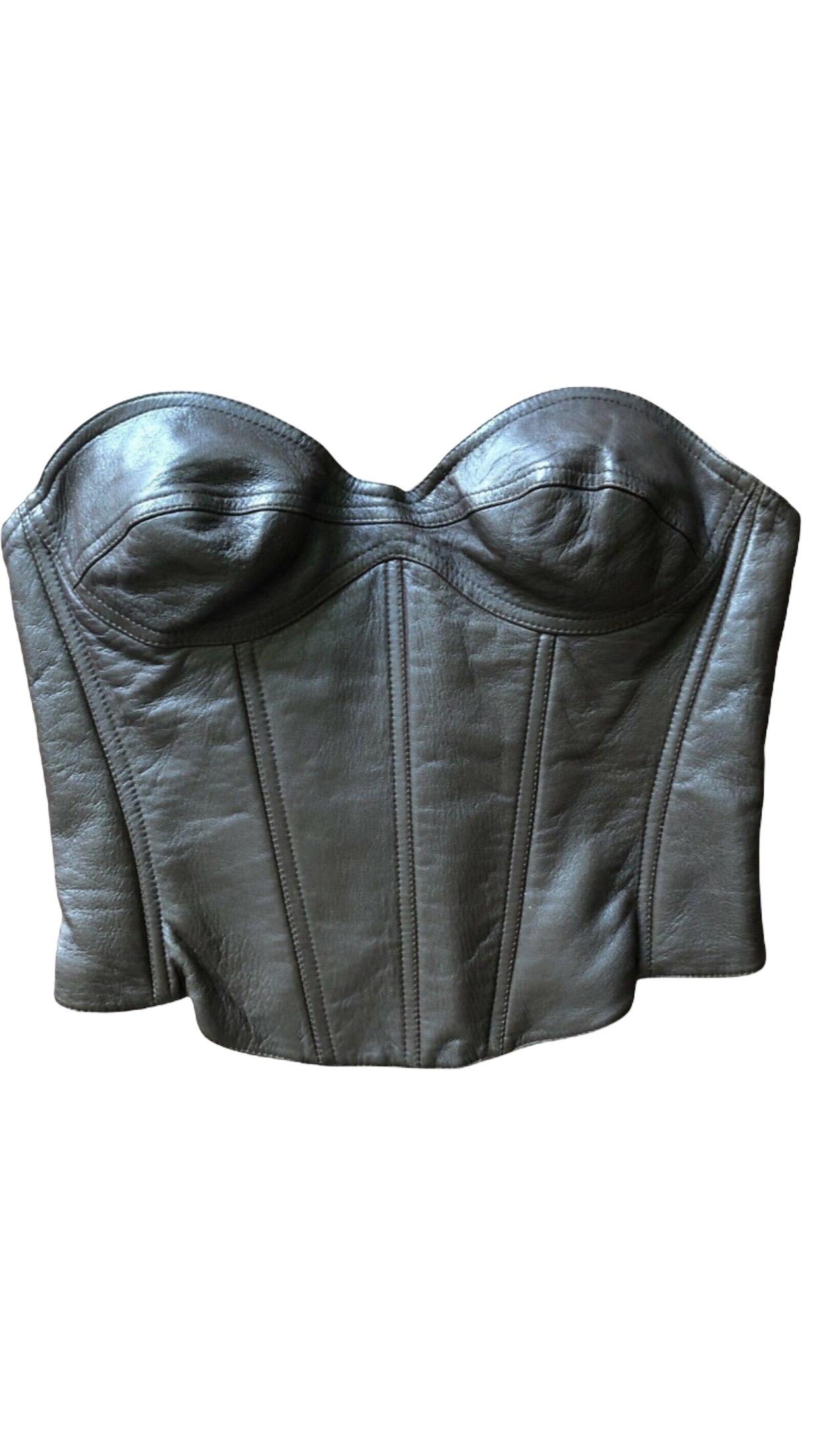 Black Thierry Mugler Couture Vintage Leather Bustier Top