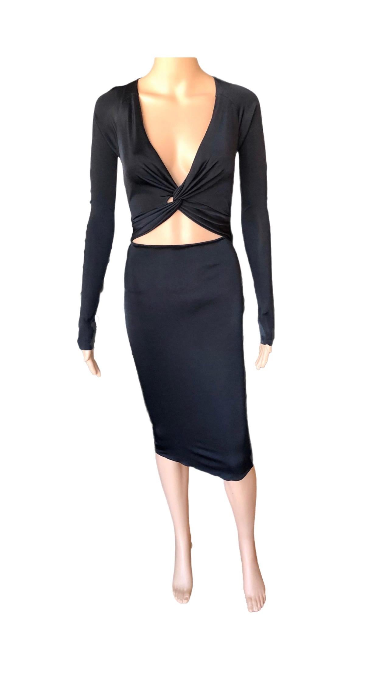 Gucci S/S 2005 Tom Ford Plunging Cutout Backless Bodycon Black Dress For Sale 10