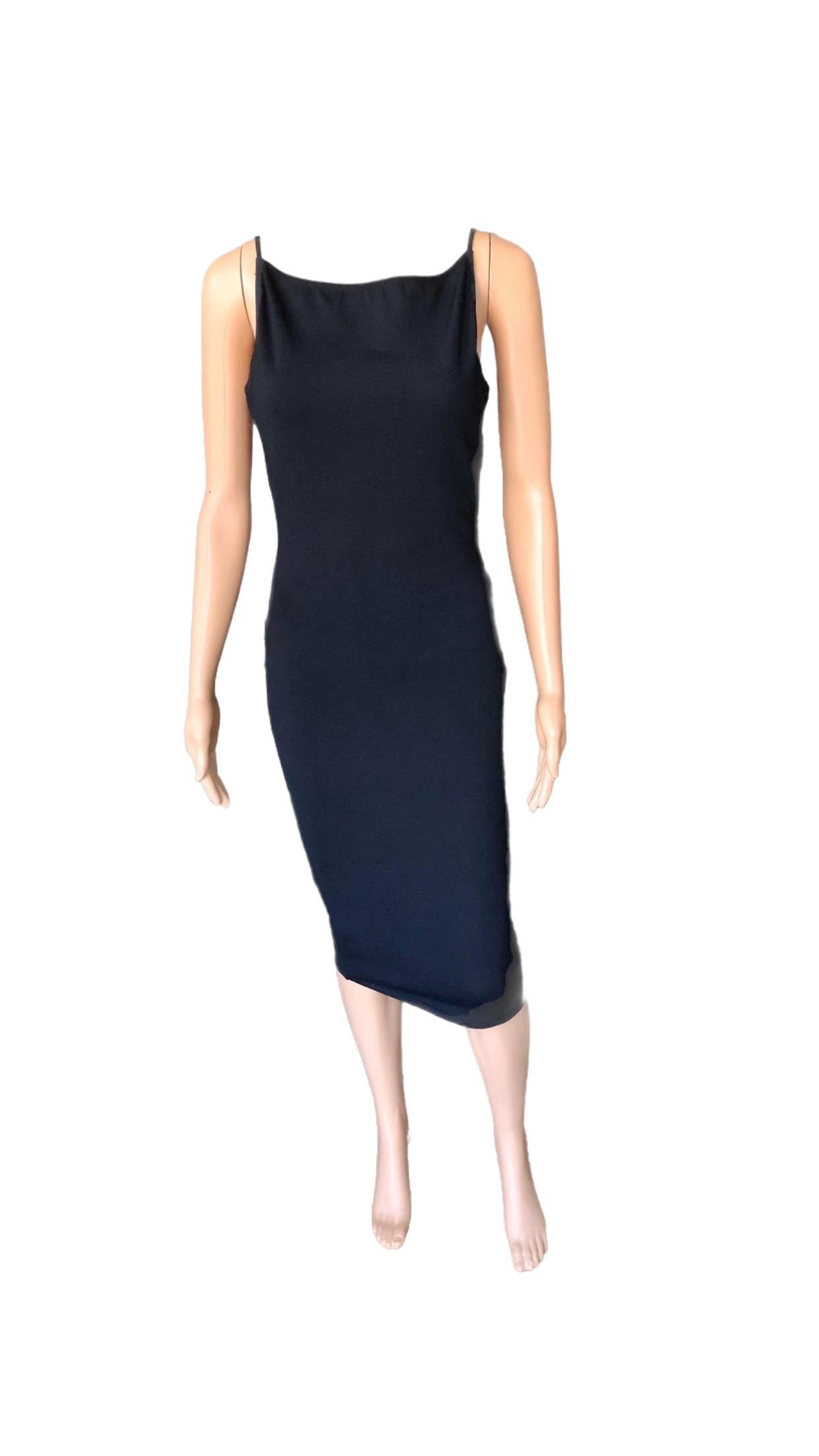 Tom Ford für Gucci S/S 1998 Bodycon Rückenfreies Schwarzes Midikleid mit Schnallenriemen Strick im Angebot 11