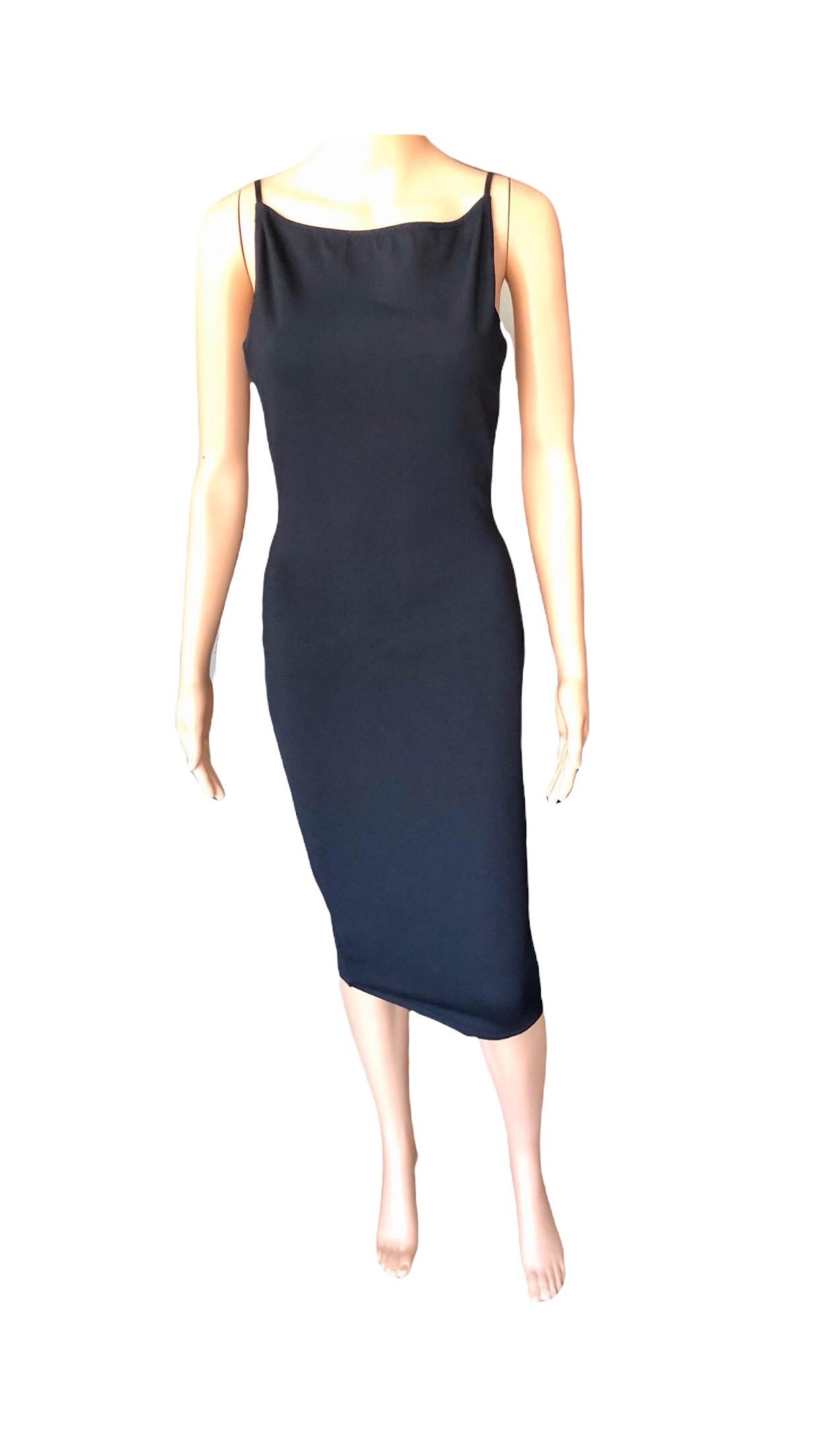 Tom Ford for Gucci S/S 1998 Bodycon Backless Buckle Straps Knit Black Midi Dress For Sale 7
