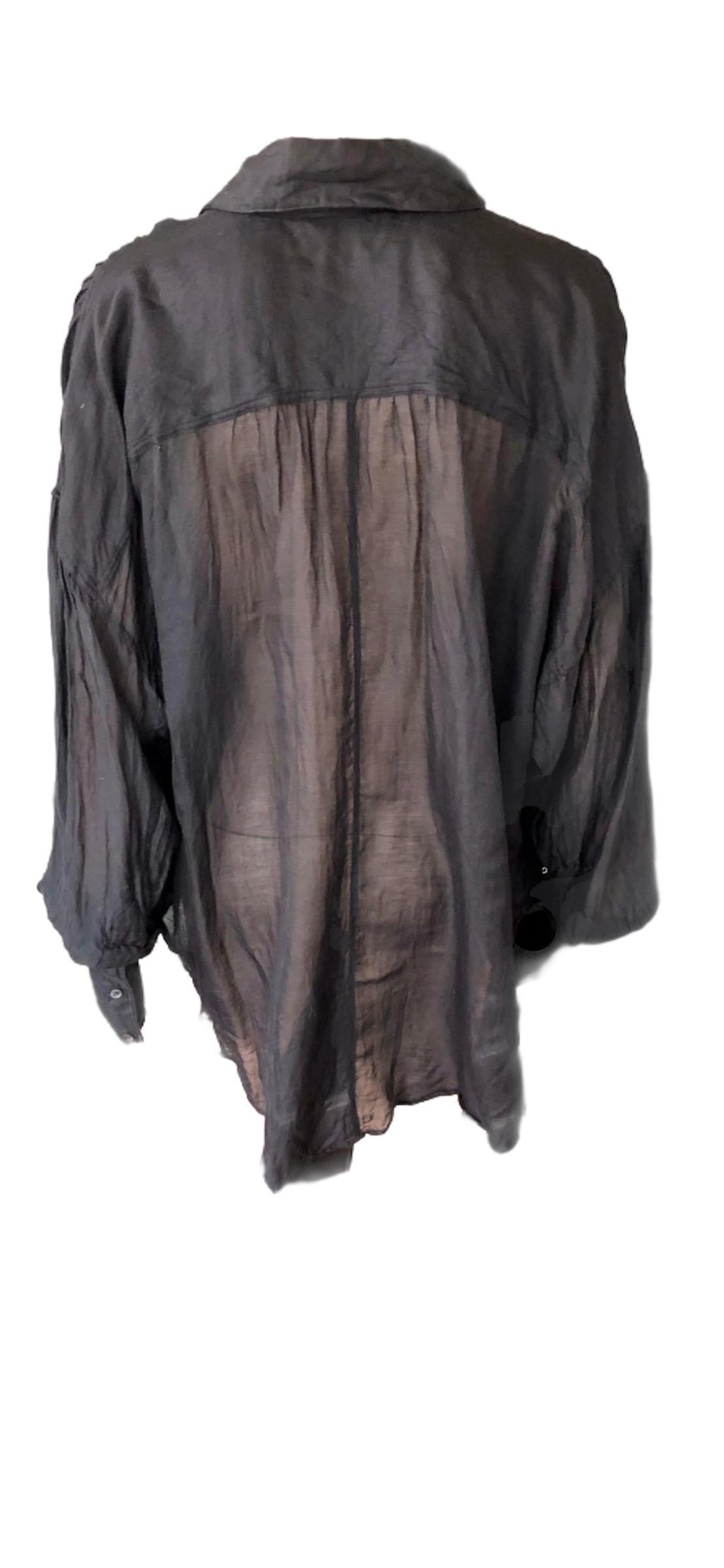 Tom Ford for Gucci F/W 2002 Sheer Plunging Lace-Up Black Tunic Shirt ...