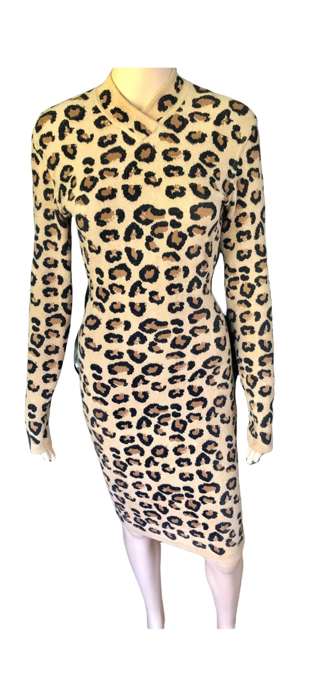 Azzedine Alaia F/W 1991 Runway Vintage Iconic Leopard Print Bodycon Dress For Sale 2