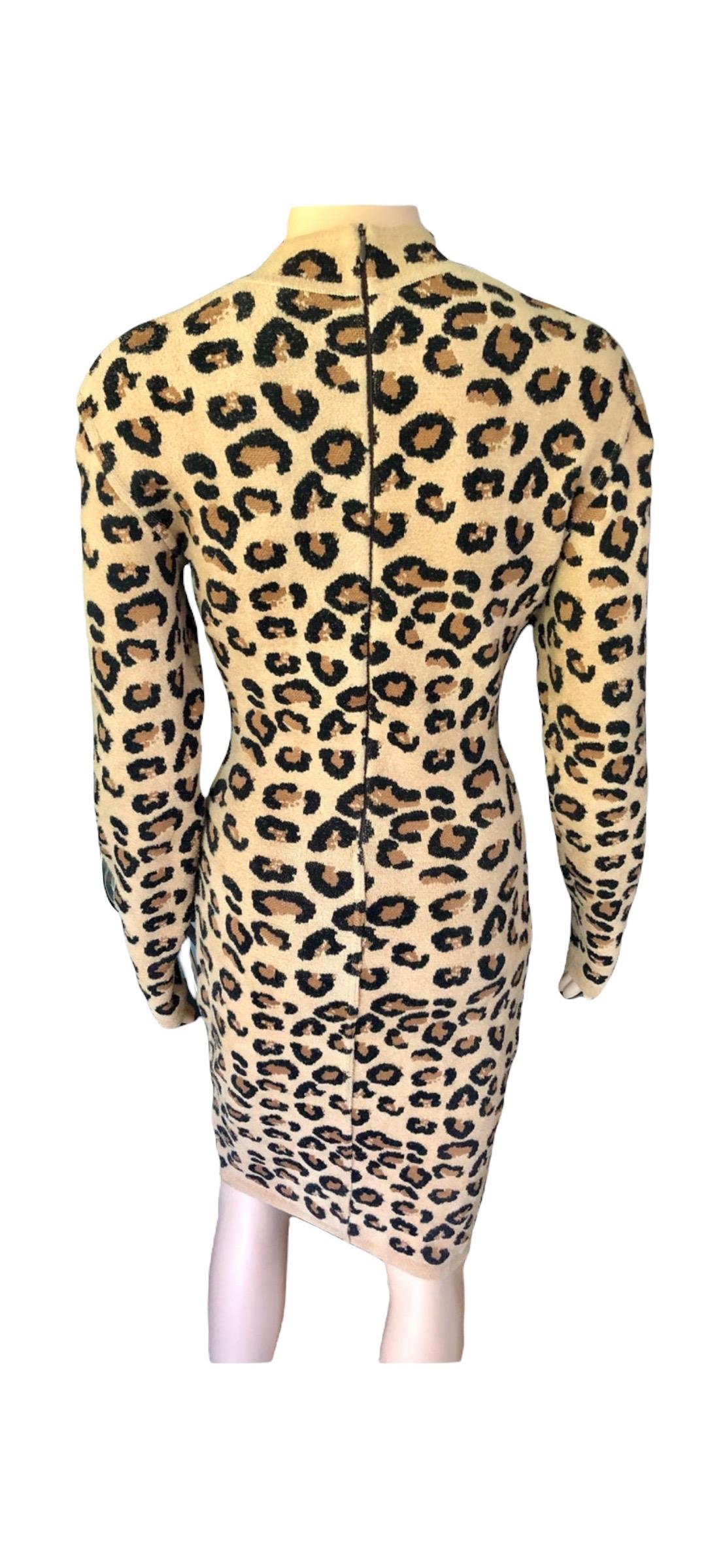 Azzedine Alaia F/W 1991 Runway Vintage Iconic Leopard Print Bodycon Dress For Sale 3