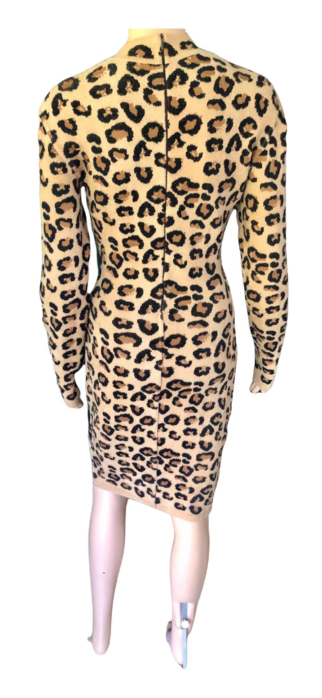 Azzedine Alaia F/W 1991 Runway Vintage Iconic Leopard Print Bodycon Dress For Sale 4