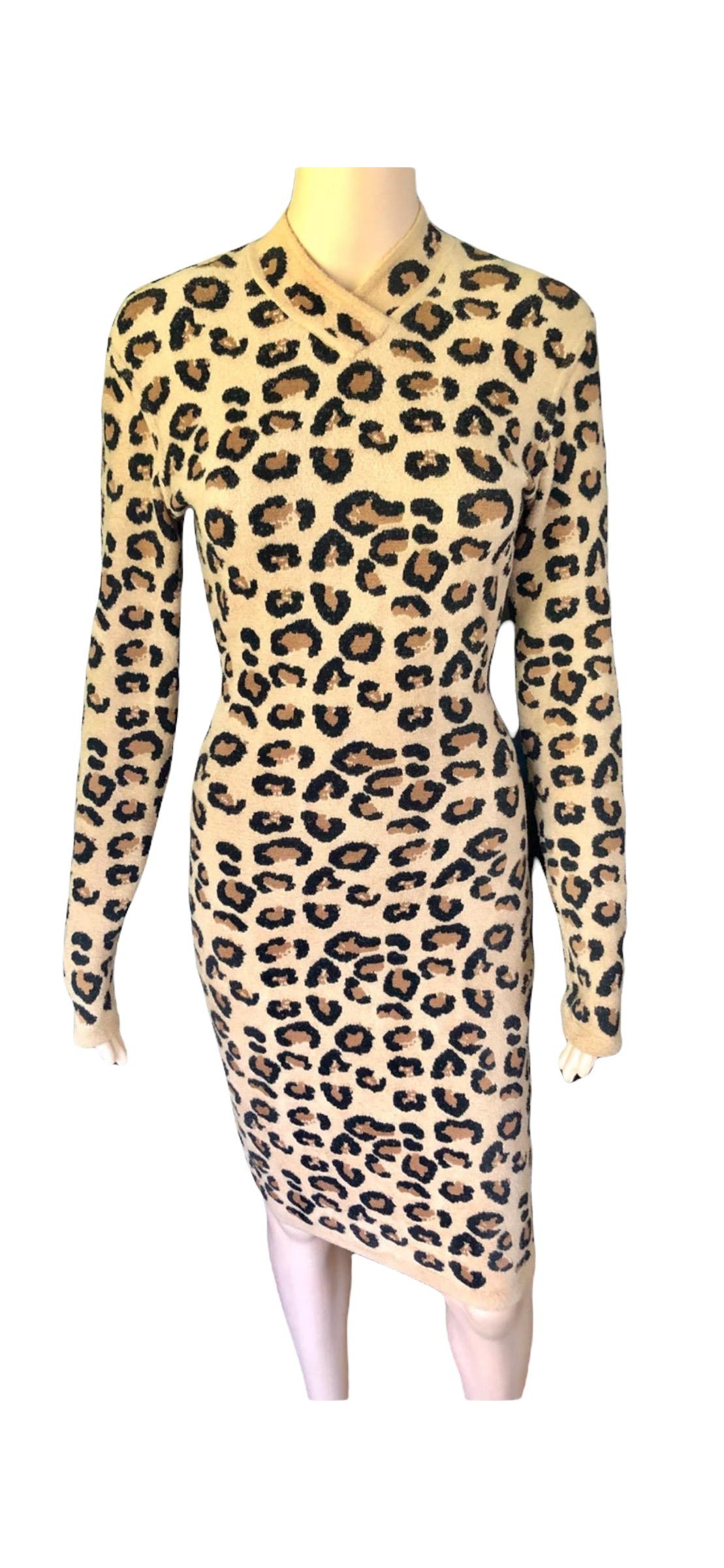 Azzedine Alaia F/W 1991 Runway Vintage Iconic Leopard Print Bodycon Dress For Sale 5
