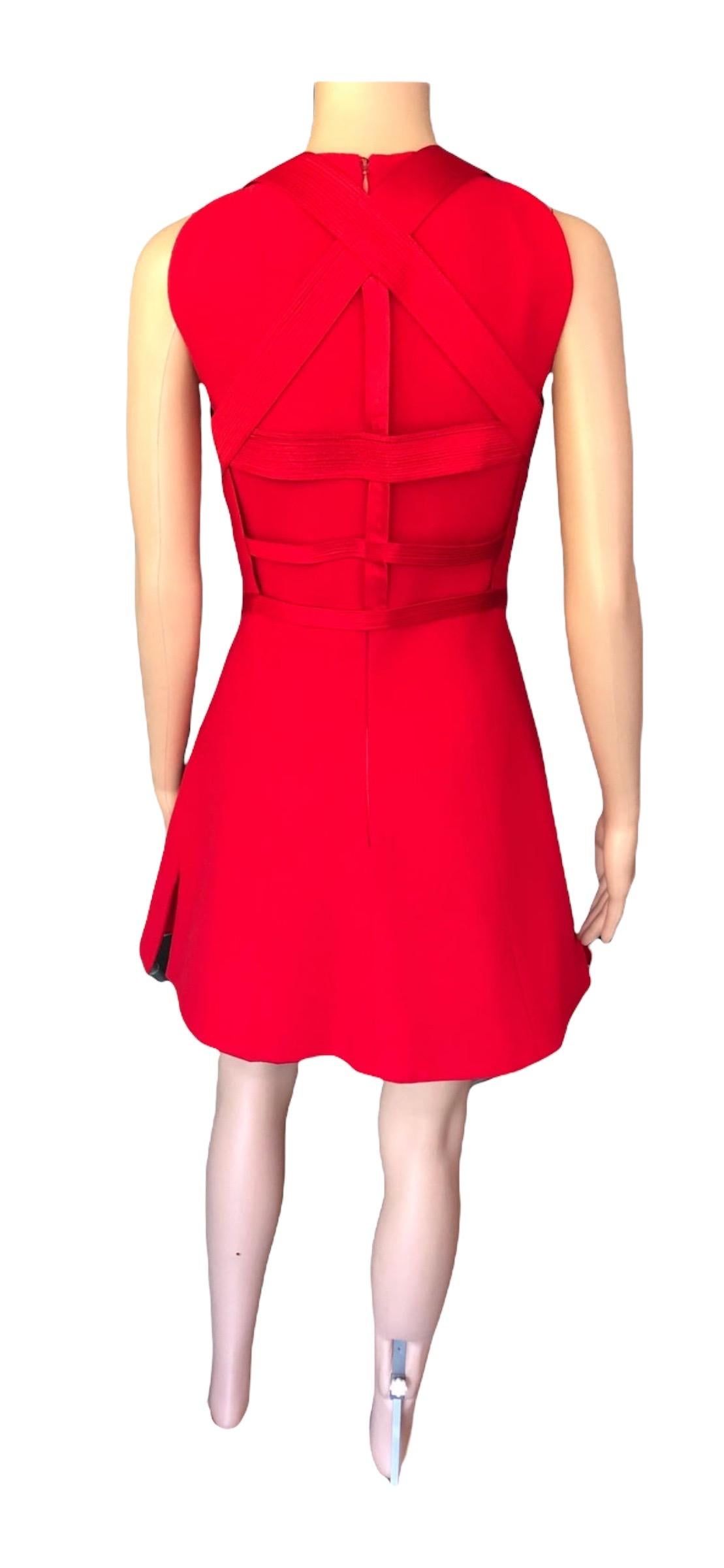 Gianni Versace F/W 1992 Runway Couture Vintage Bondage Harness 2 Piece Red Dress 11