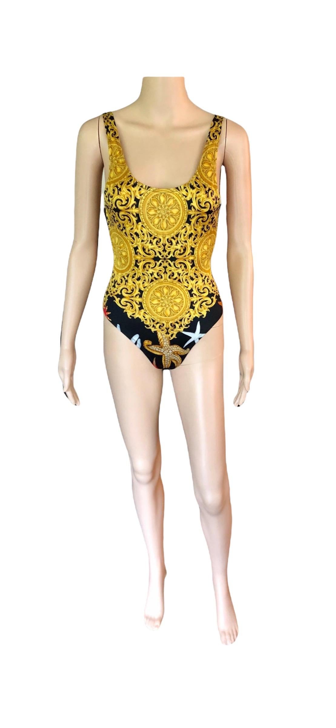 Gianni Versace S/S 1992 Baroque Seashell Backless Bodysuit Swimwear Swimsuit For Sale 5