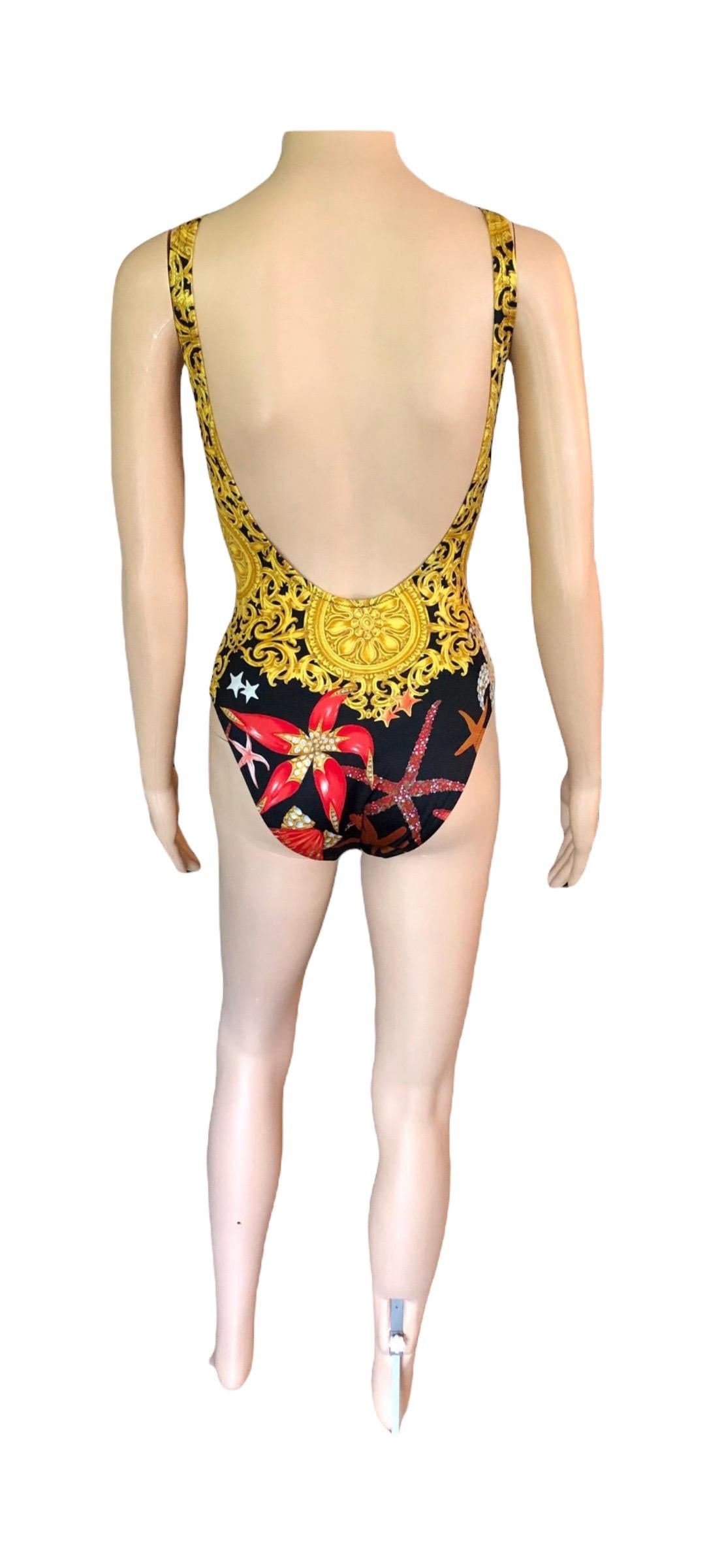 Gianni Versace S/S 1992 Baroque Seashell Backless Bodysuit Swimwear Swimsuit For Sale 4