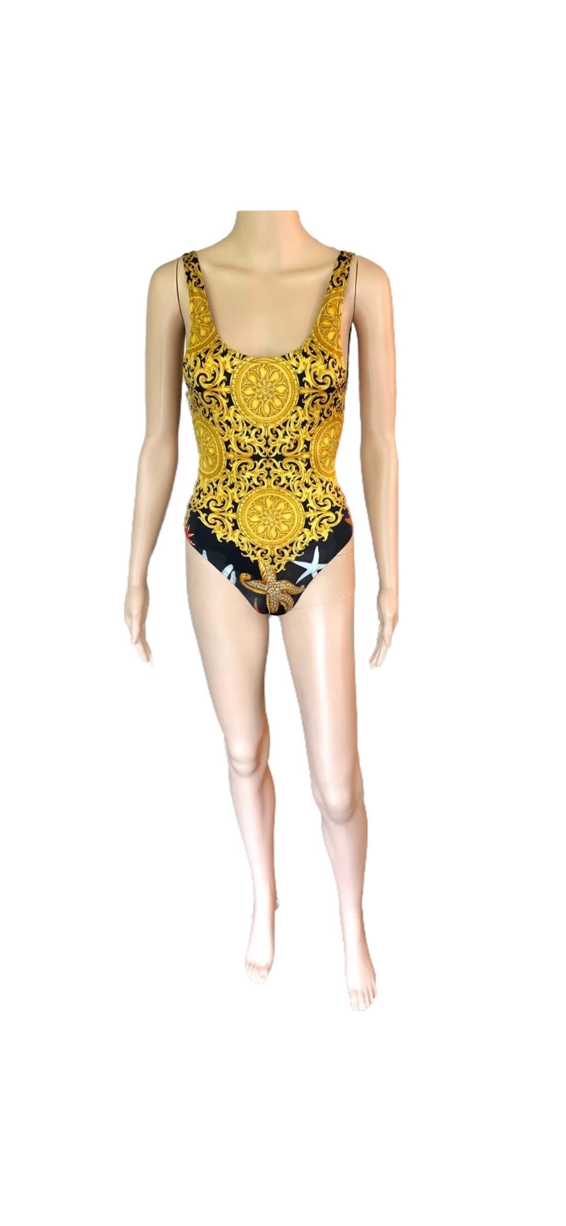 Gianni Versace S/S 1992 Baroque Seashell Backless Bodysuit Swimwear Swimsuit For Sale 6