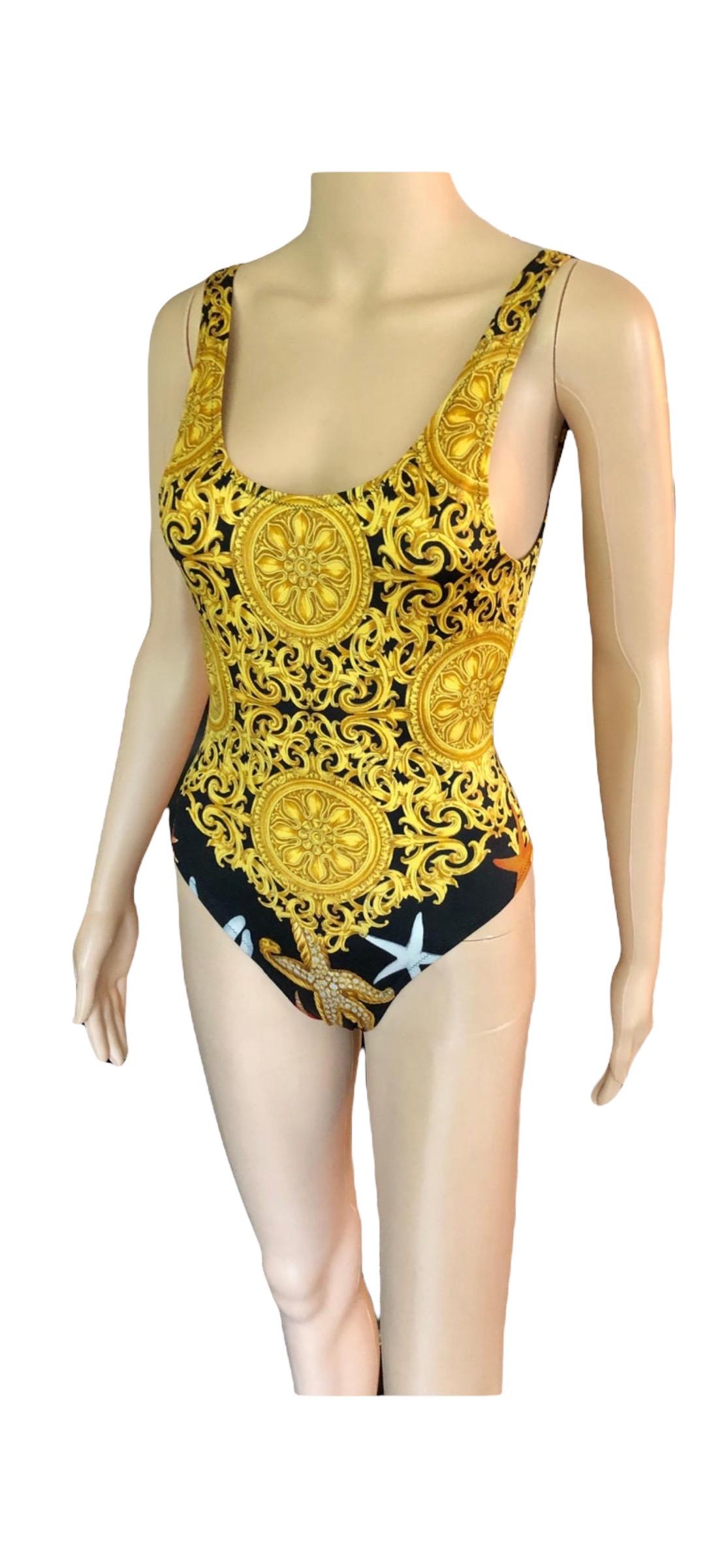 Gianni Versace S/S 1992 Baroque Seashell Backless Bodysuit Swimwear Swimsuit For Sale 7