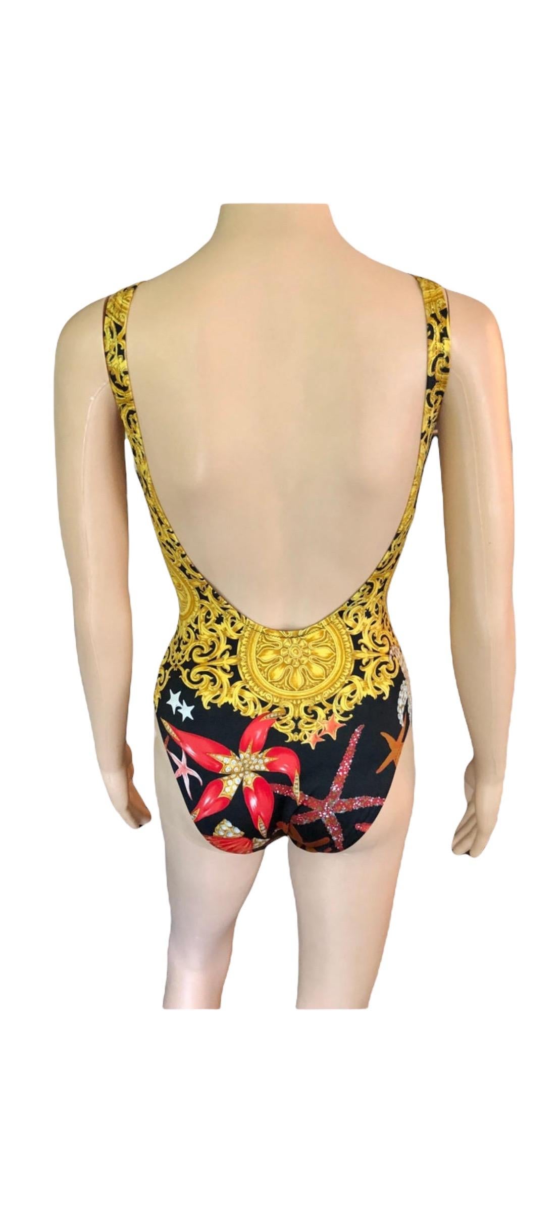 Gianni Versace S/S 1992 Baroque Seashell Backless Bodysuit Swimwear Swimsuit For Sale 9