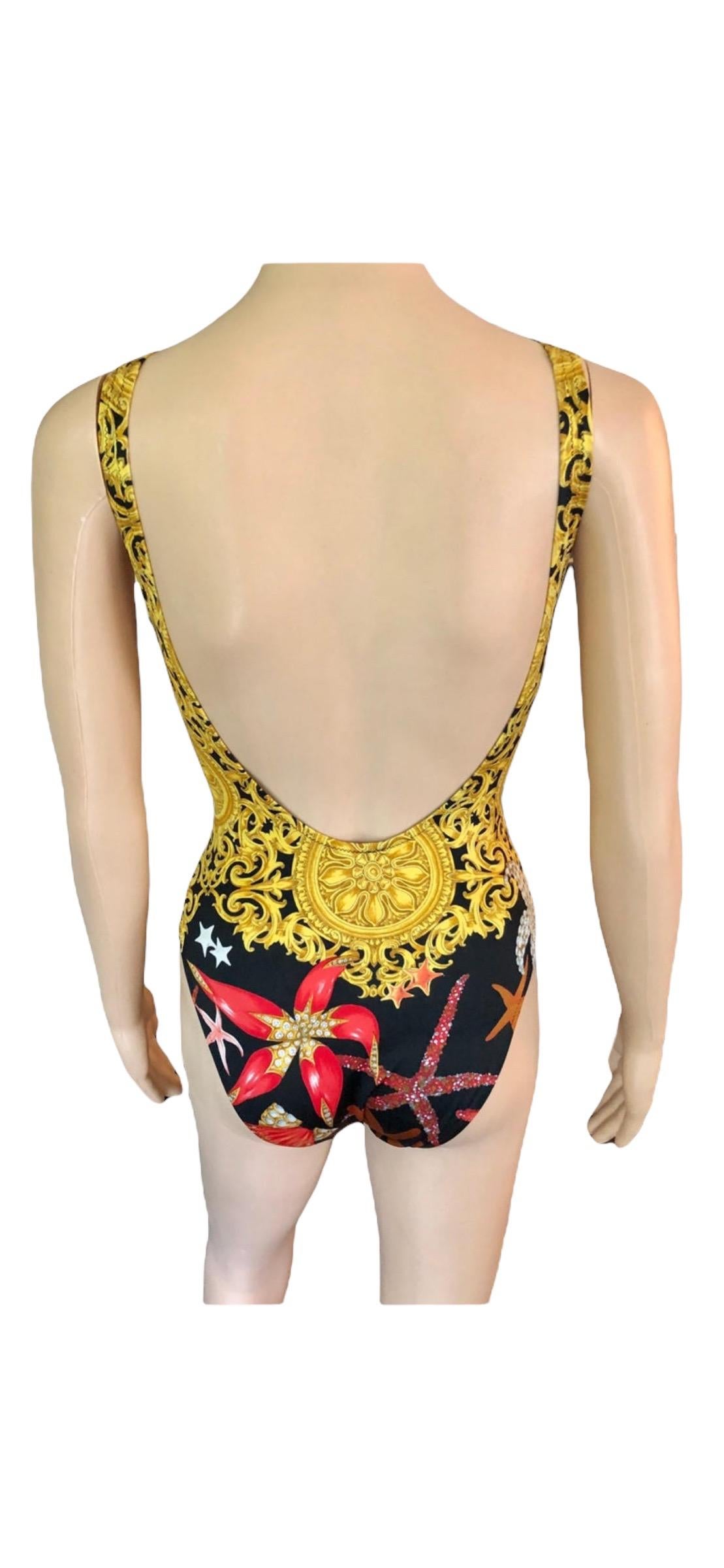 Gianni Versace S/S 1992 Baroque Seashell Backless Bodysuit Swimwear Swimsuit For Sale 10
