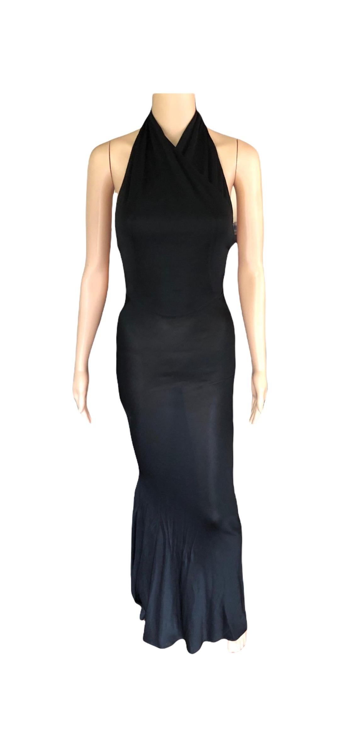 Azzedine Alaïa F/W 2001 Vintage Halter Backless Black Gown Maxi Dress For Sale 1