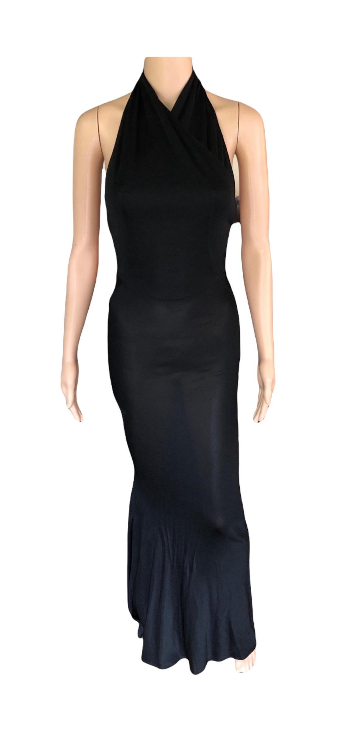 Azzedine Alaïa F/W 2001 Vintage Halter Backless Black Gown Maxi Dress For Sale 4