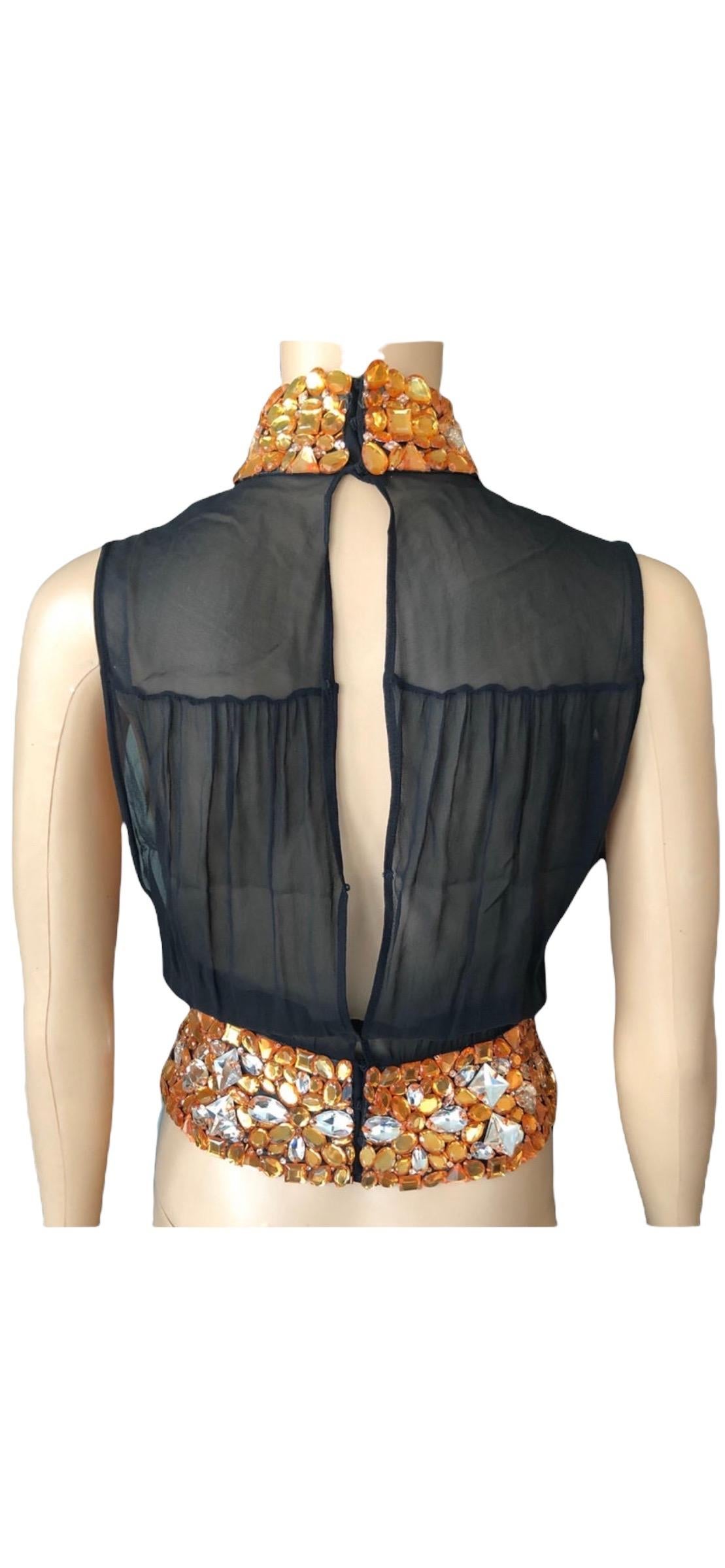 Gianni Versace Couture P/E 2000: Top e pantaloni trasparenti impreziositi dalla passerella in vendita 9