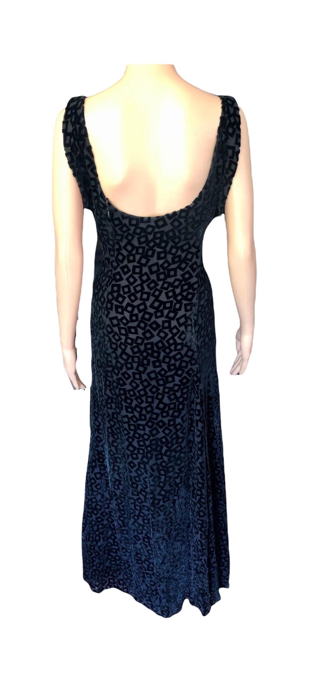 Gianni Versace S/S 1999 Vintage Black Evening Dress Gown For Sale 7