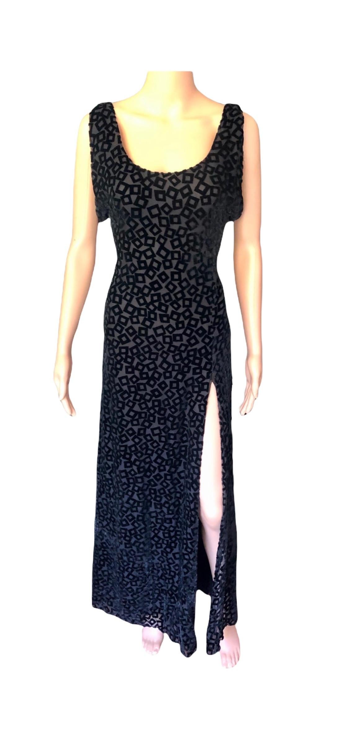 Gianni Versace S/S 1999 Vintage Black Evening Dress Gown For Sale 8