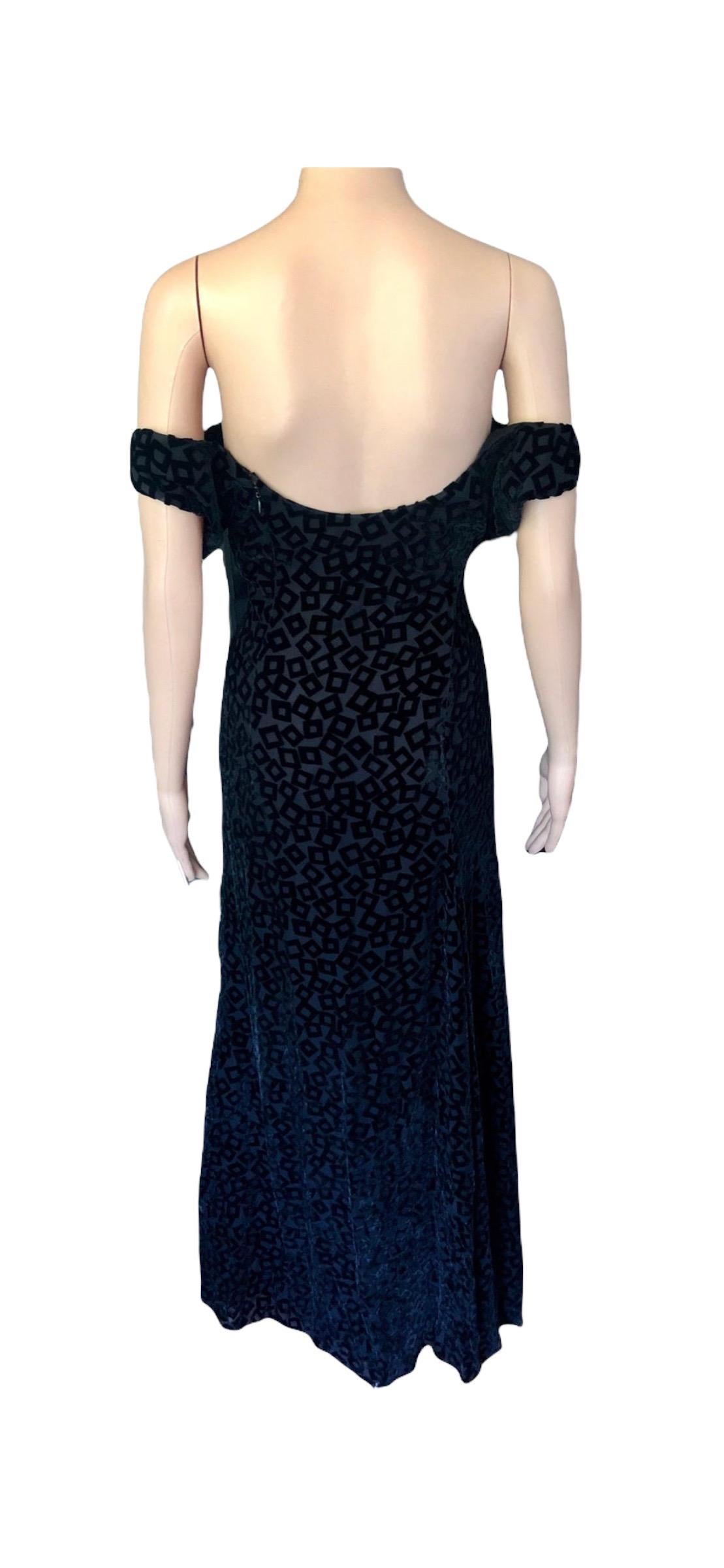 Gianni Versace S/S 1999 Vintage Black Evening Dress Gown For Sale 9