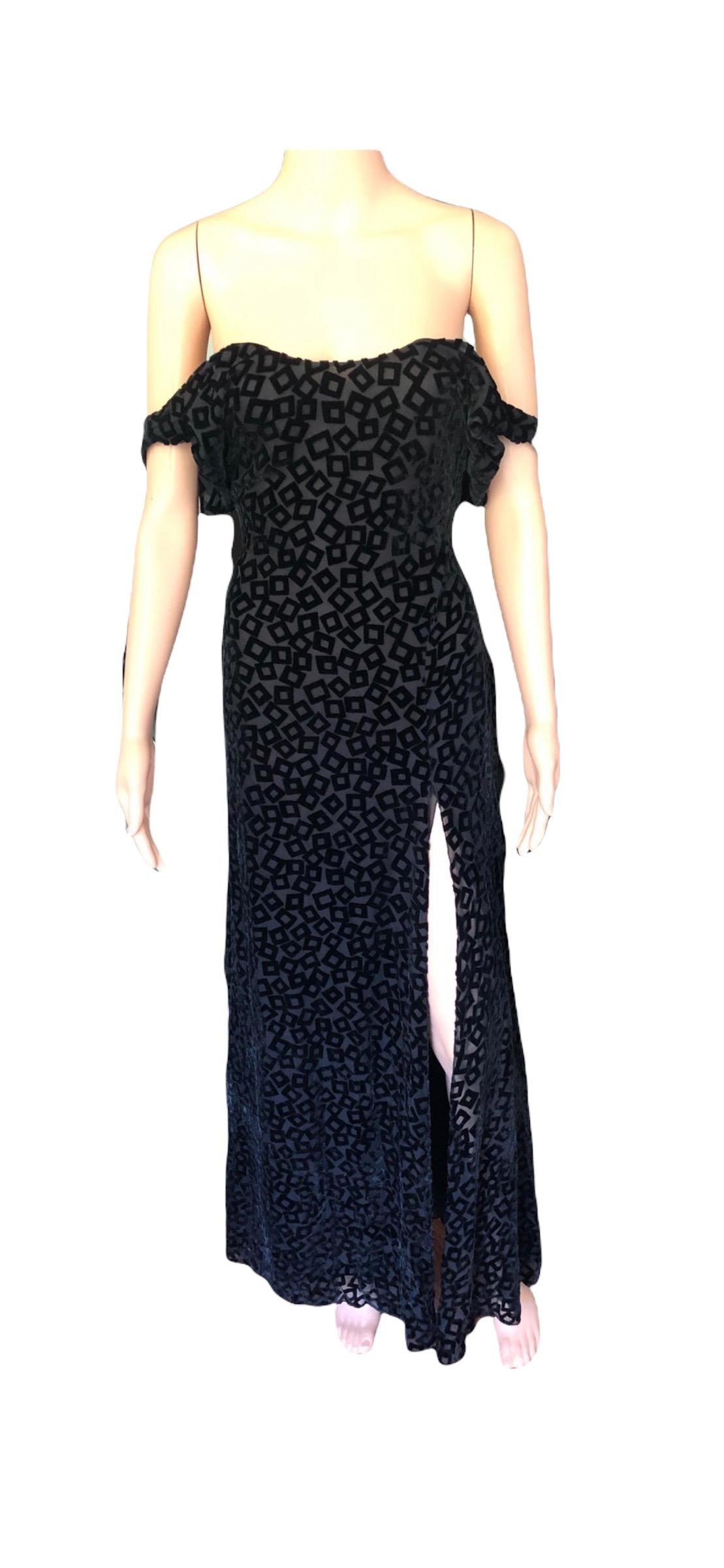 Gianni Versace S/S 1999 Vintage Black Evening Dress Gown For Sale 11