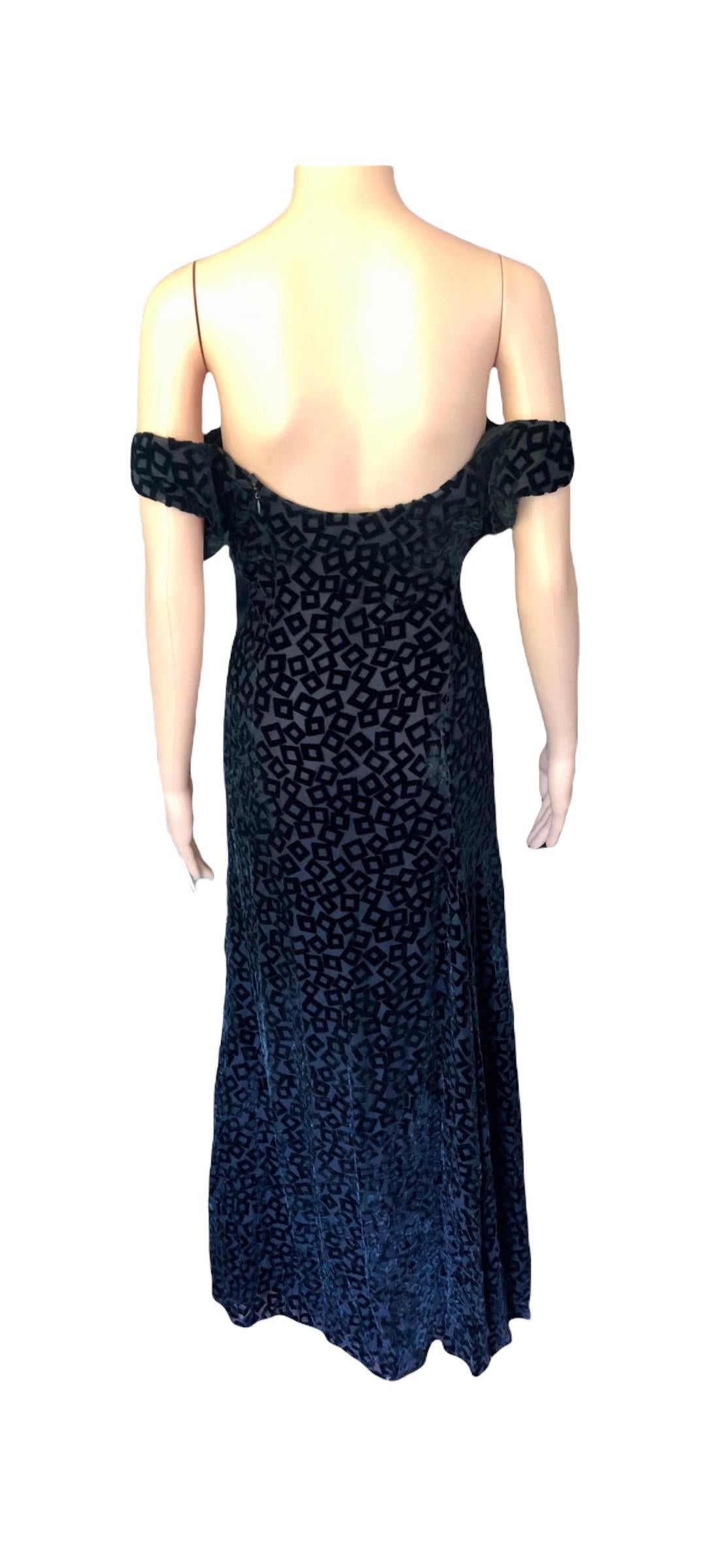 Gianni Versace S/S 1999 Vintage Black Evening Dress Gown For Sale 10