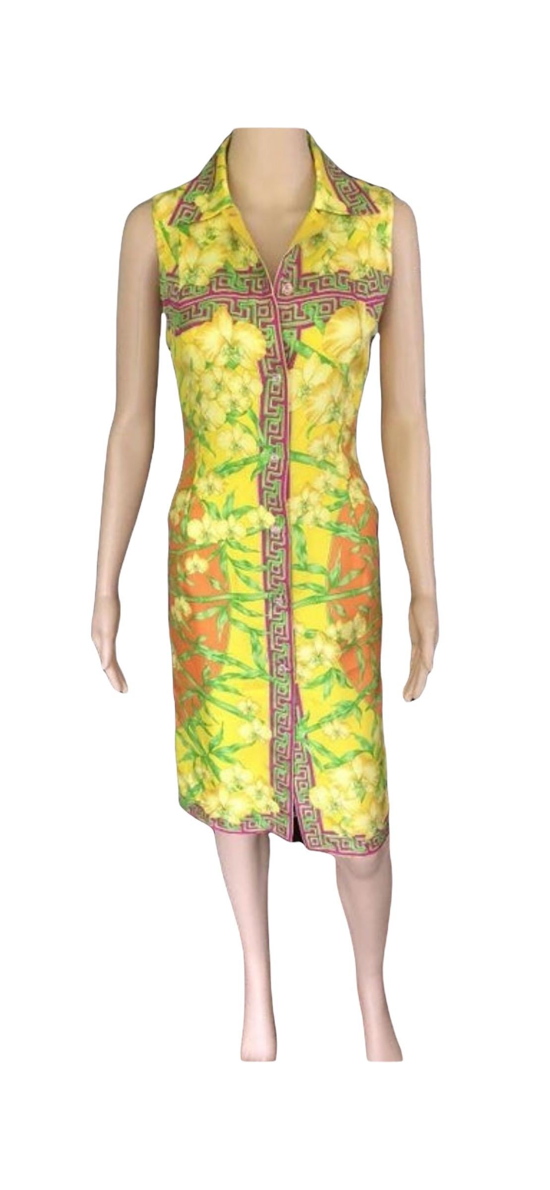 Gianni Versace S/S 2000 Bamboo Print Silk Dress  For Sale 1