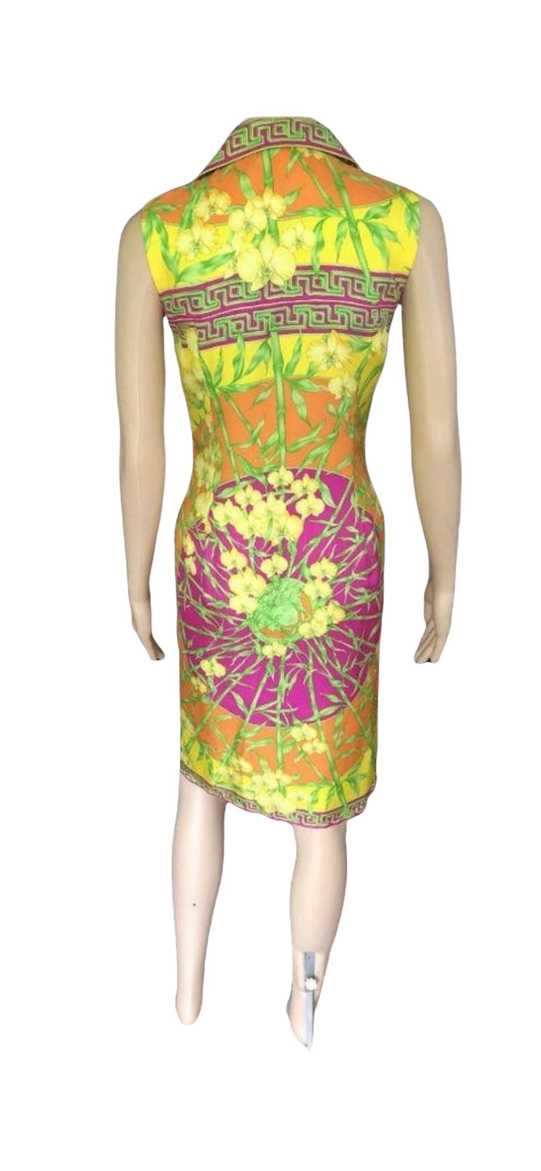 Gianni Versace S/S 2000 Bamboo Print Silk Dress  For Sale 2