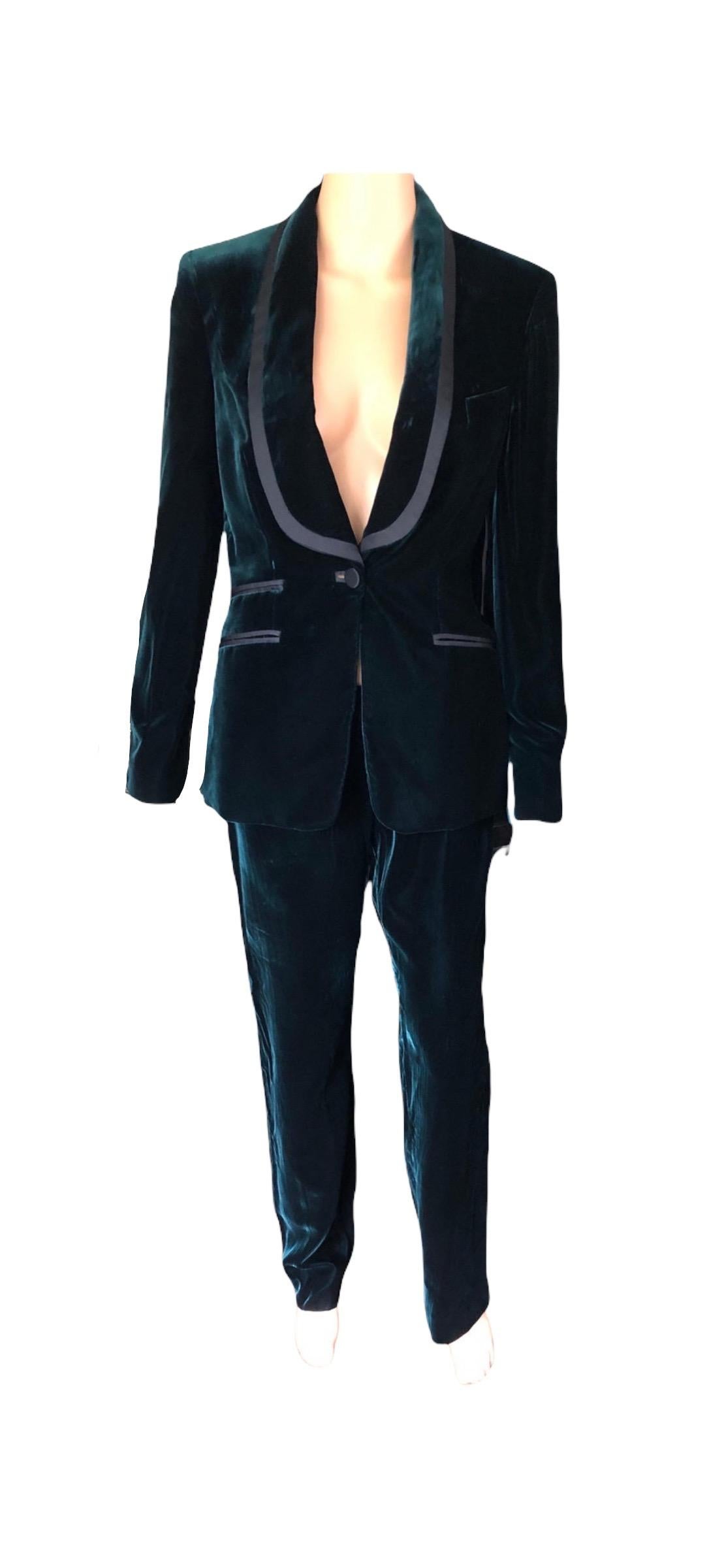 Tom Ford for Gucci F/W 2004 Runway Vintage Tuxedo Velvet Blazer Pants Suit  7