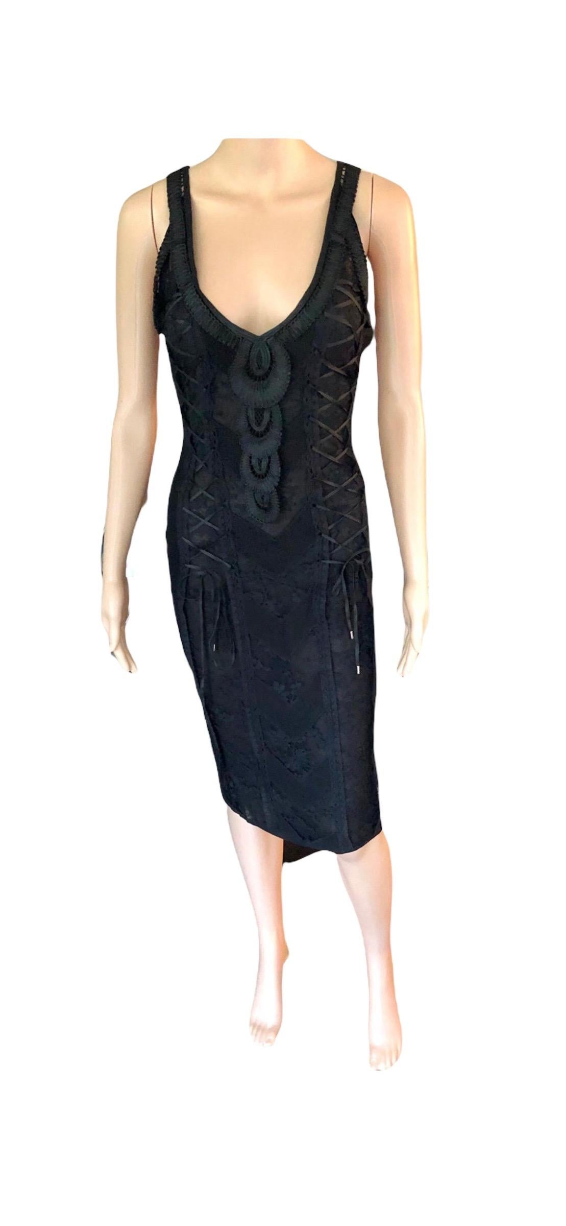 Christian Dior by John Galliano S/S 2006 Sheer Lace Trimmed Corset Knit Dress For Sale 5