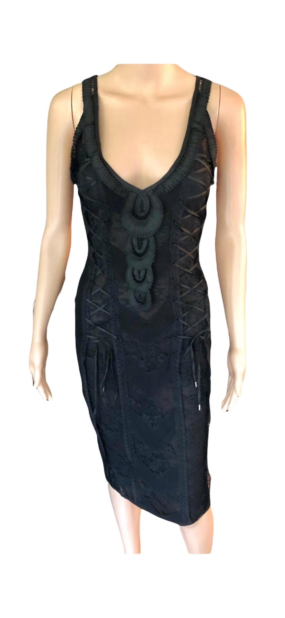 Christian Dior by John Galliano S/S 2006 Sheer Lace Trimmed Corset Knit Dress For Sale 3