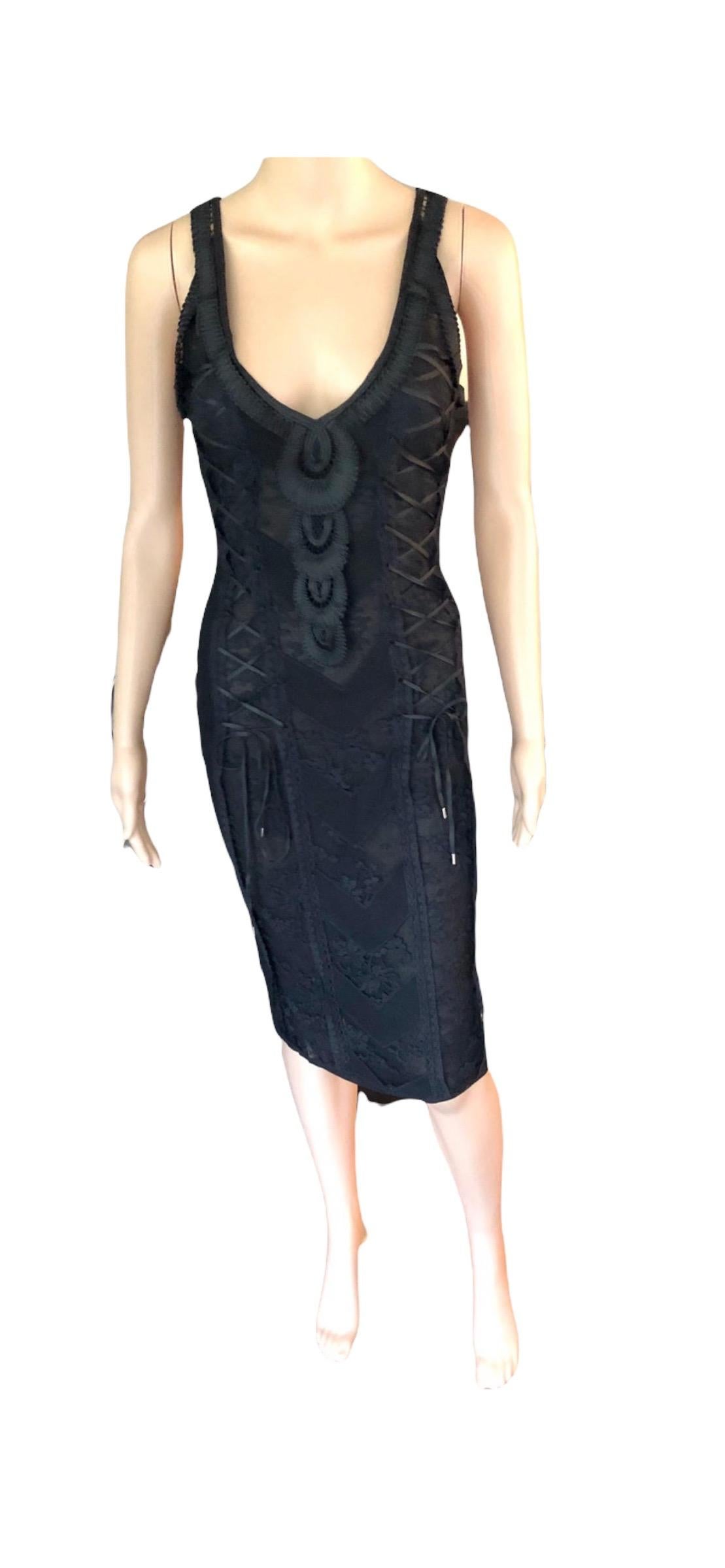 Christian Dior by John Galliano S/S 2006 Sheer Lace Trimmed Corset Knit Dress For Sale 6