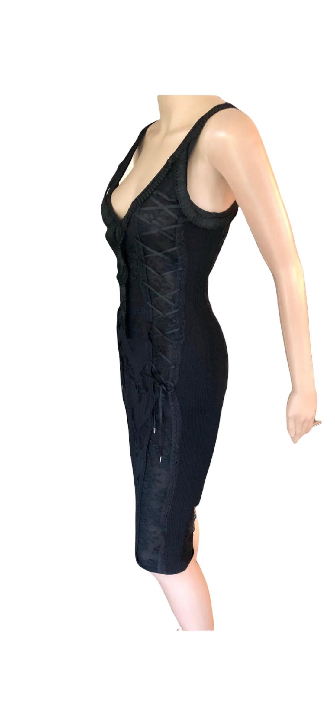 Christian Dior by John Galliano S/S 2006 Sheer Lace Trimmed Corset Knit Dress For Sale 7