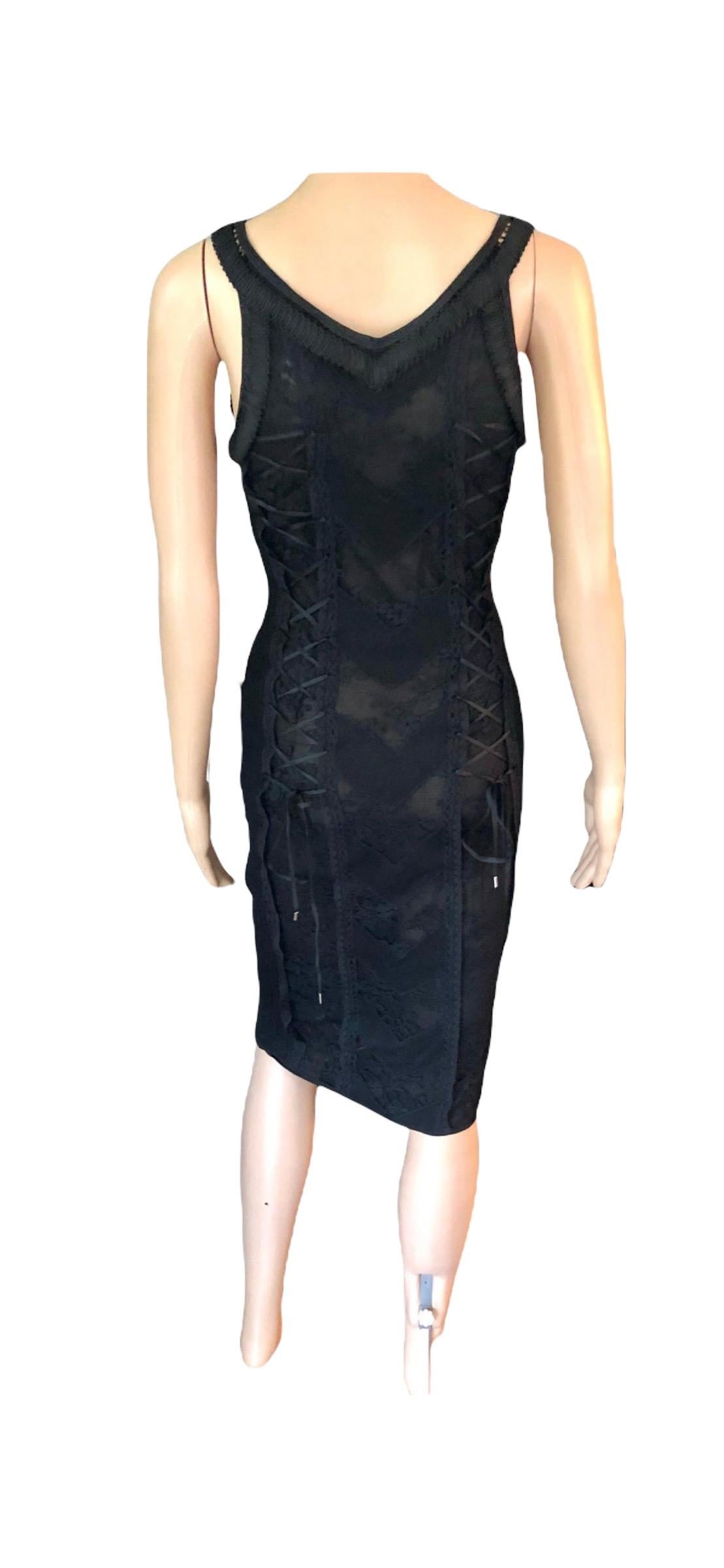Christian Dior by John Galliano S/S 2006 Sheer Lace Trimmed Corset Knit Dress For Sale 9