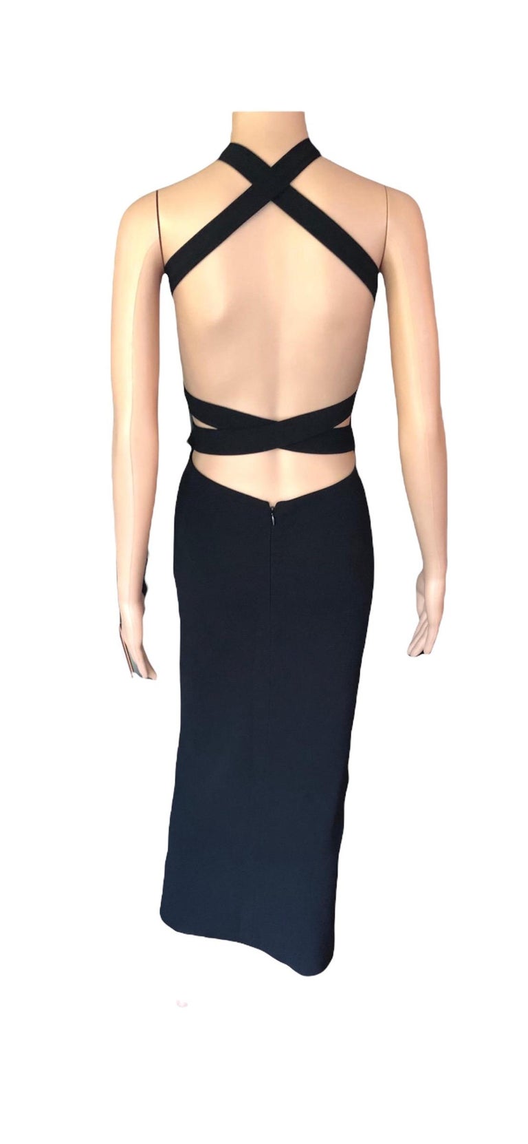 Dolce and Gabbana S/S 2001 Runway Backless Neck Tie Bodycon Black Dress ...